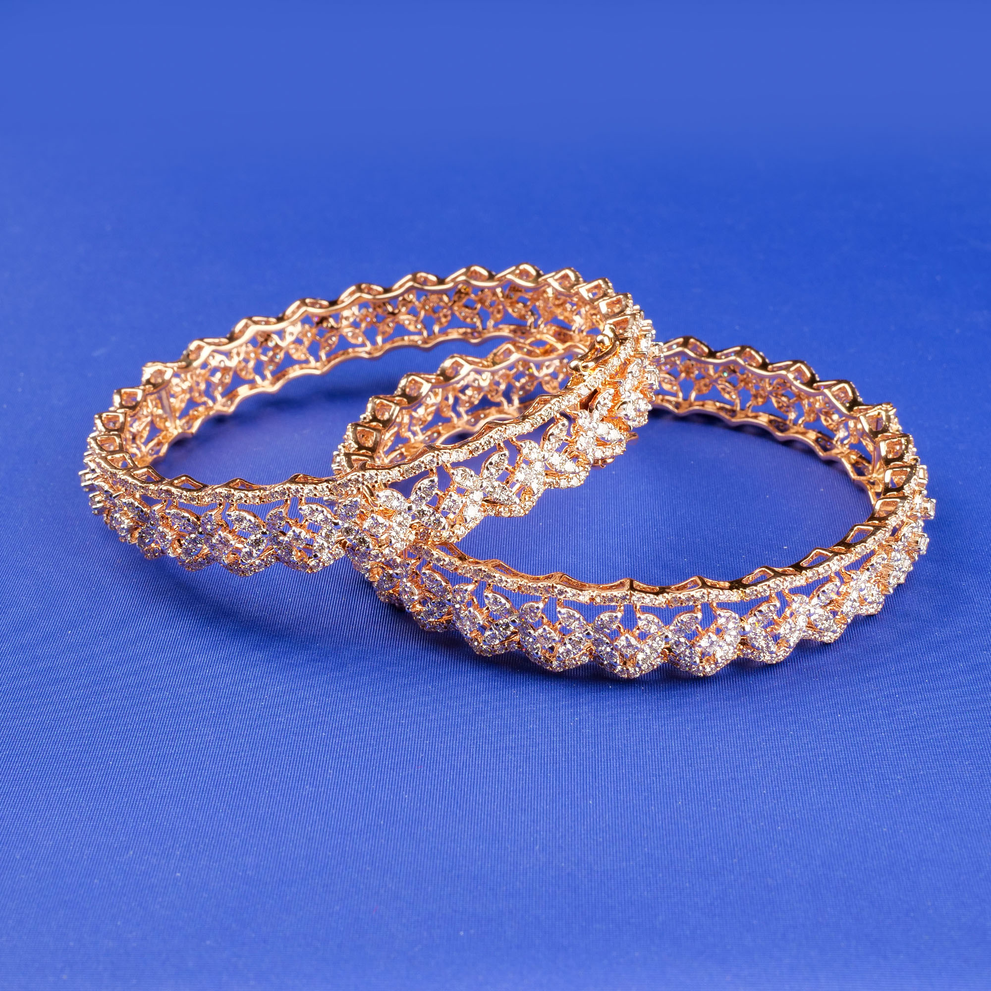 18K Rose Gold Diamond Bangles