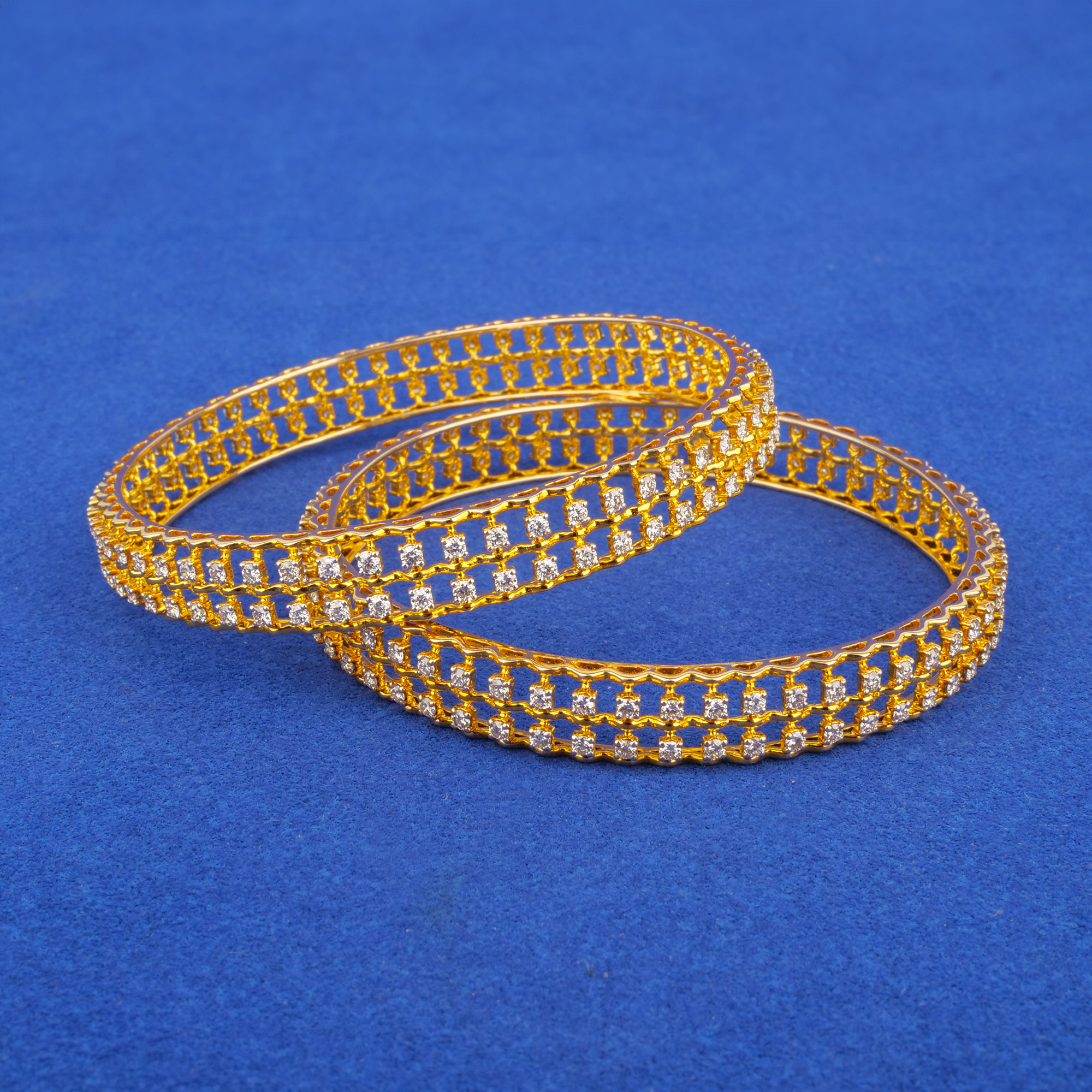 18K Yellow Gold Diamond Bangles