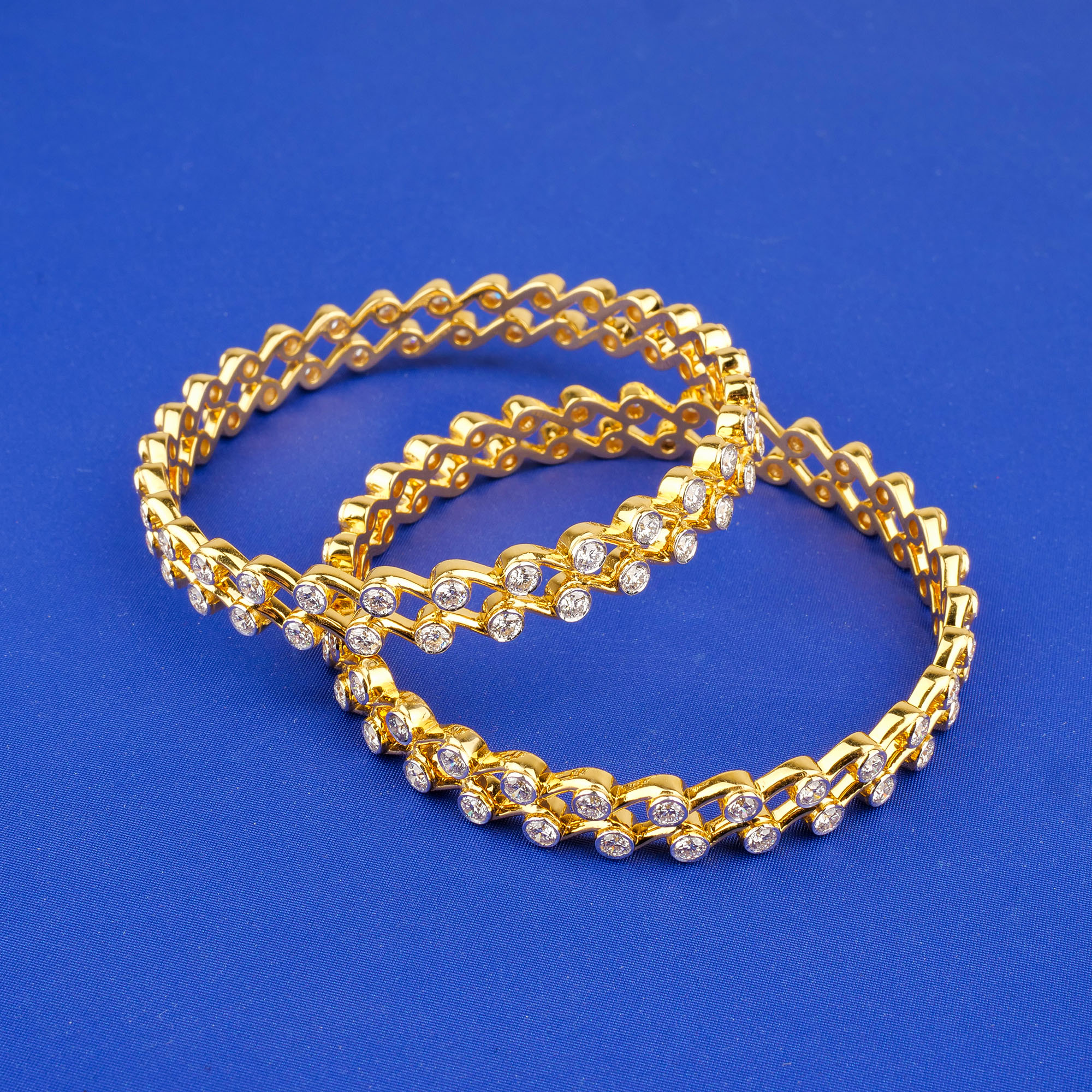 18K Yellow Gold Diamond Bangles