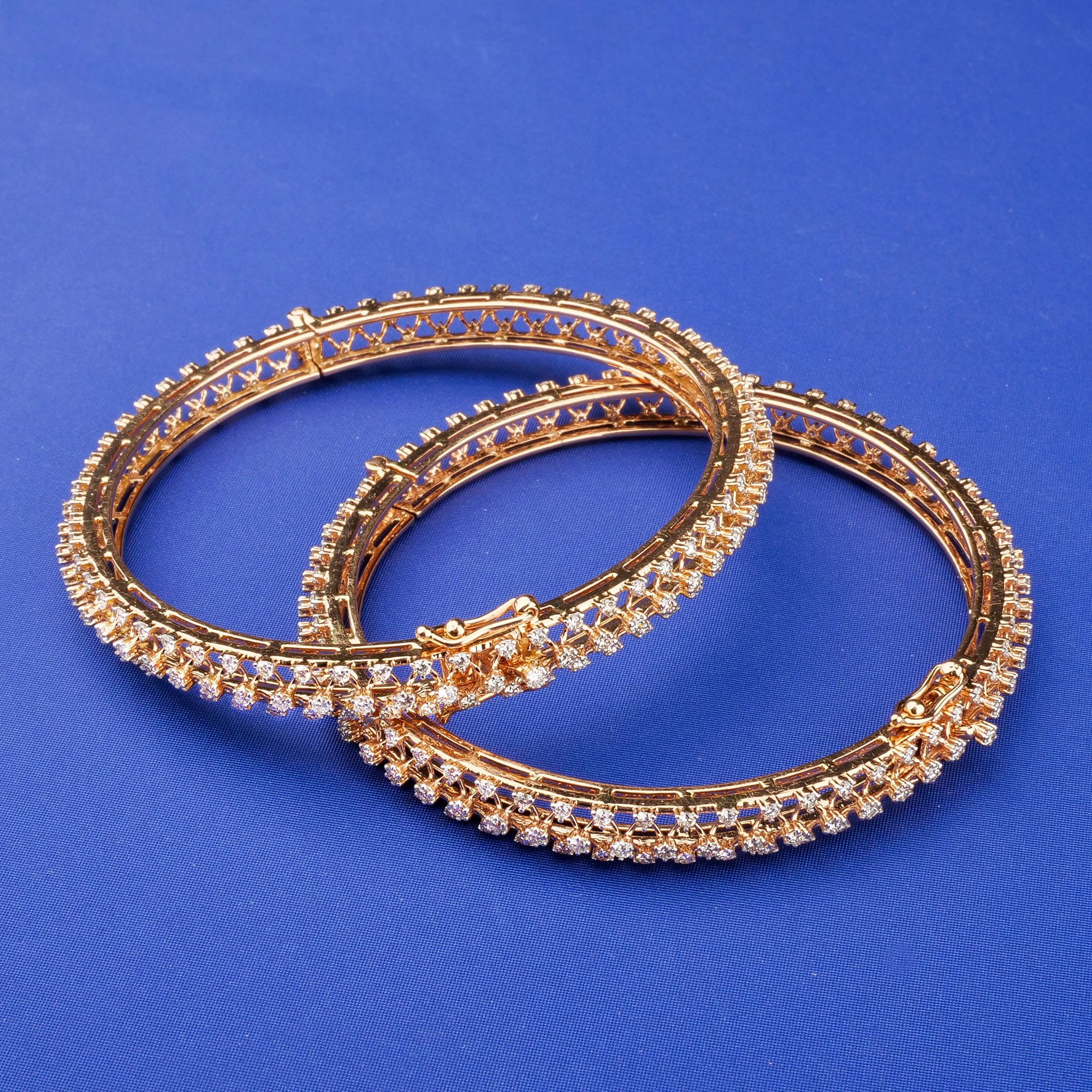 18K Rose Gold Diamond Bangles