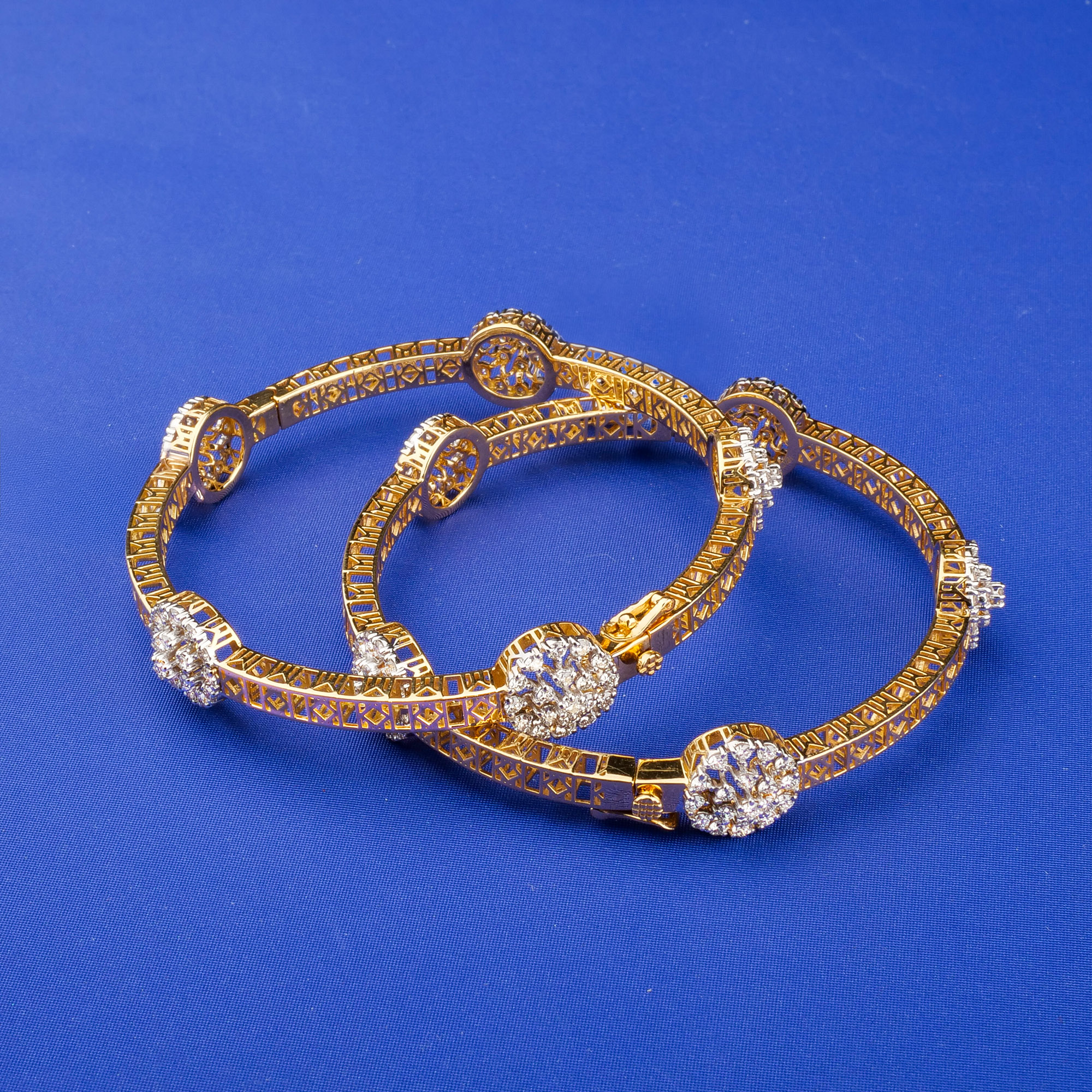 18K Yellow Gold Diamond Bangles