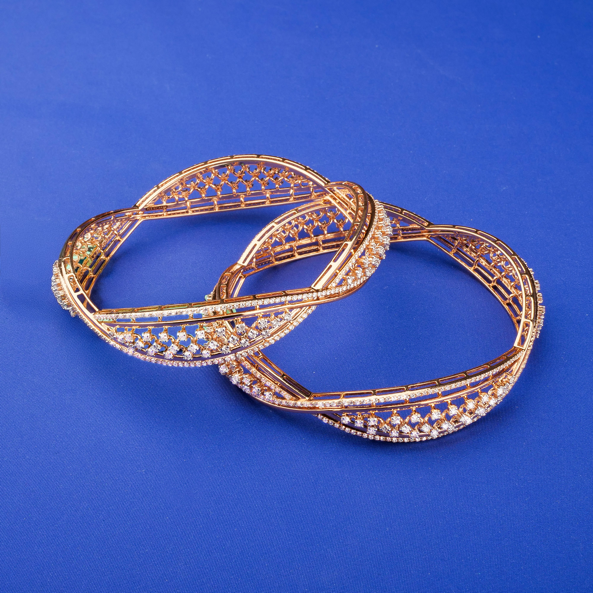 18K Rose Gold Diamond Bangles