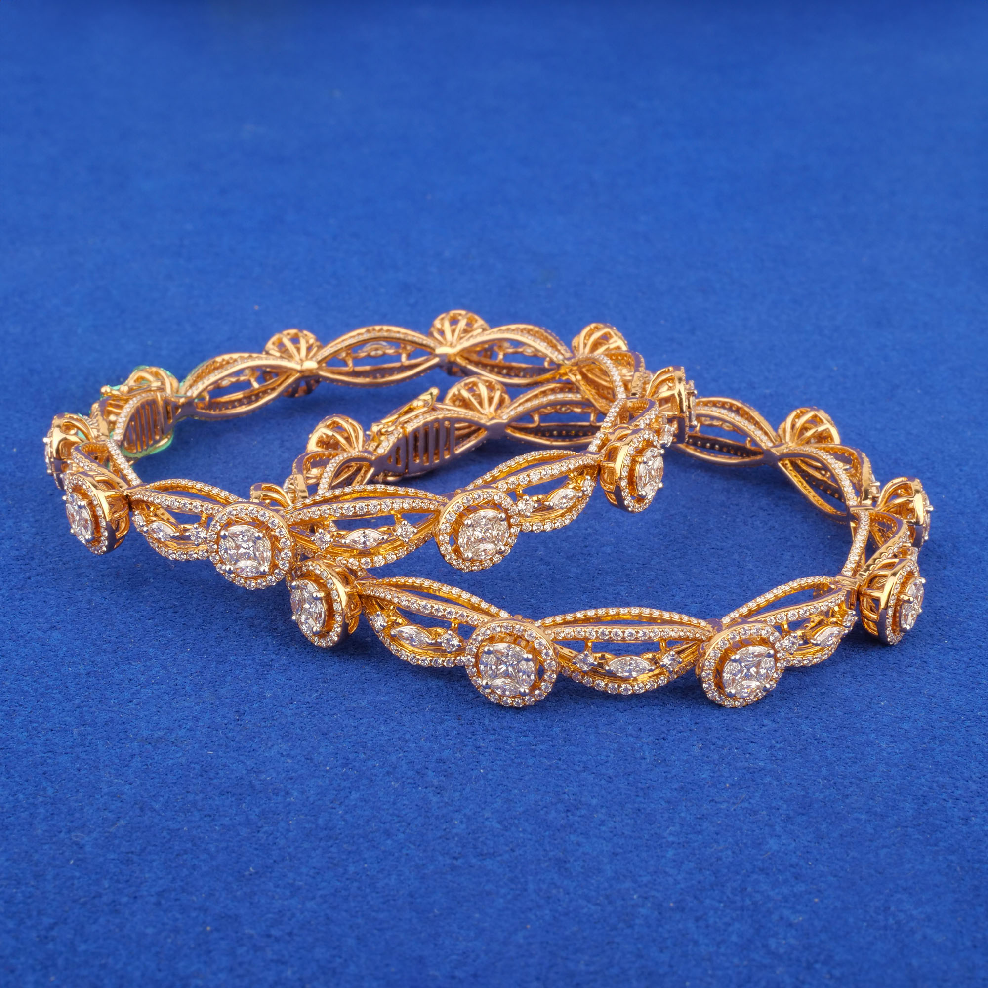 18K Rose Gold Diamond Bangles