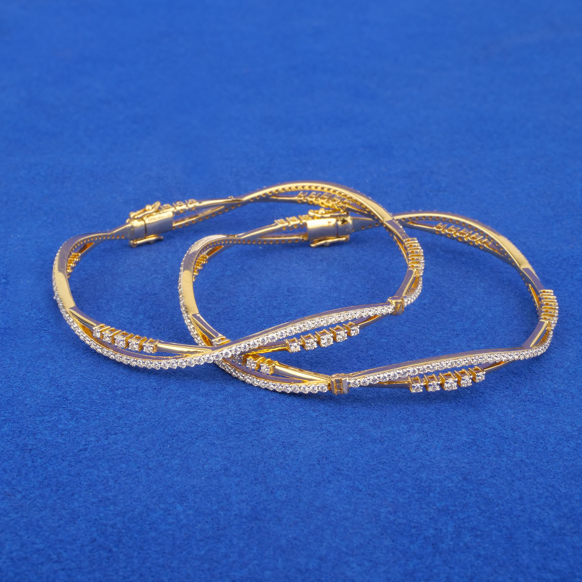 18K Yellow Gold Diamond Bangles