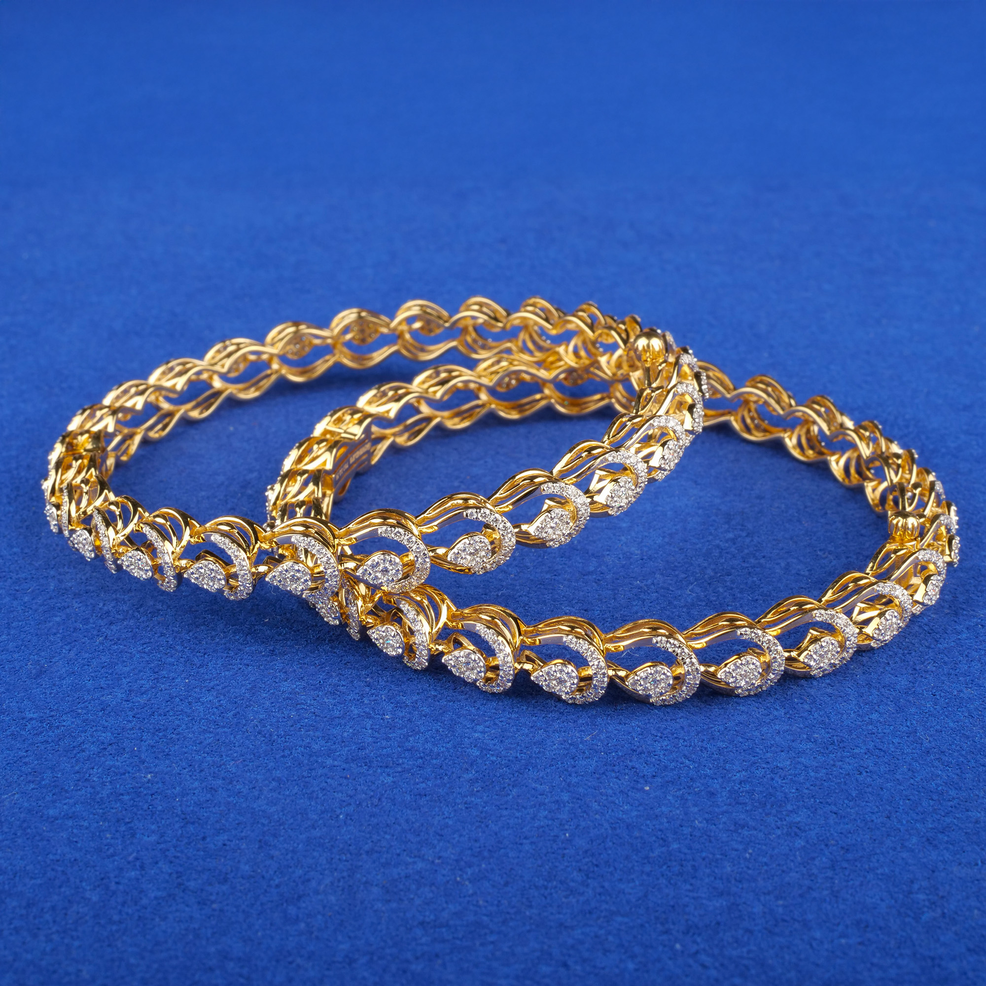 18K Yellow Gold Diamond Bangles