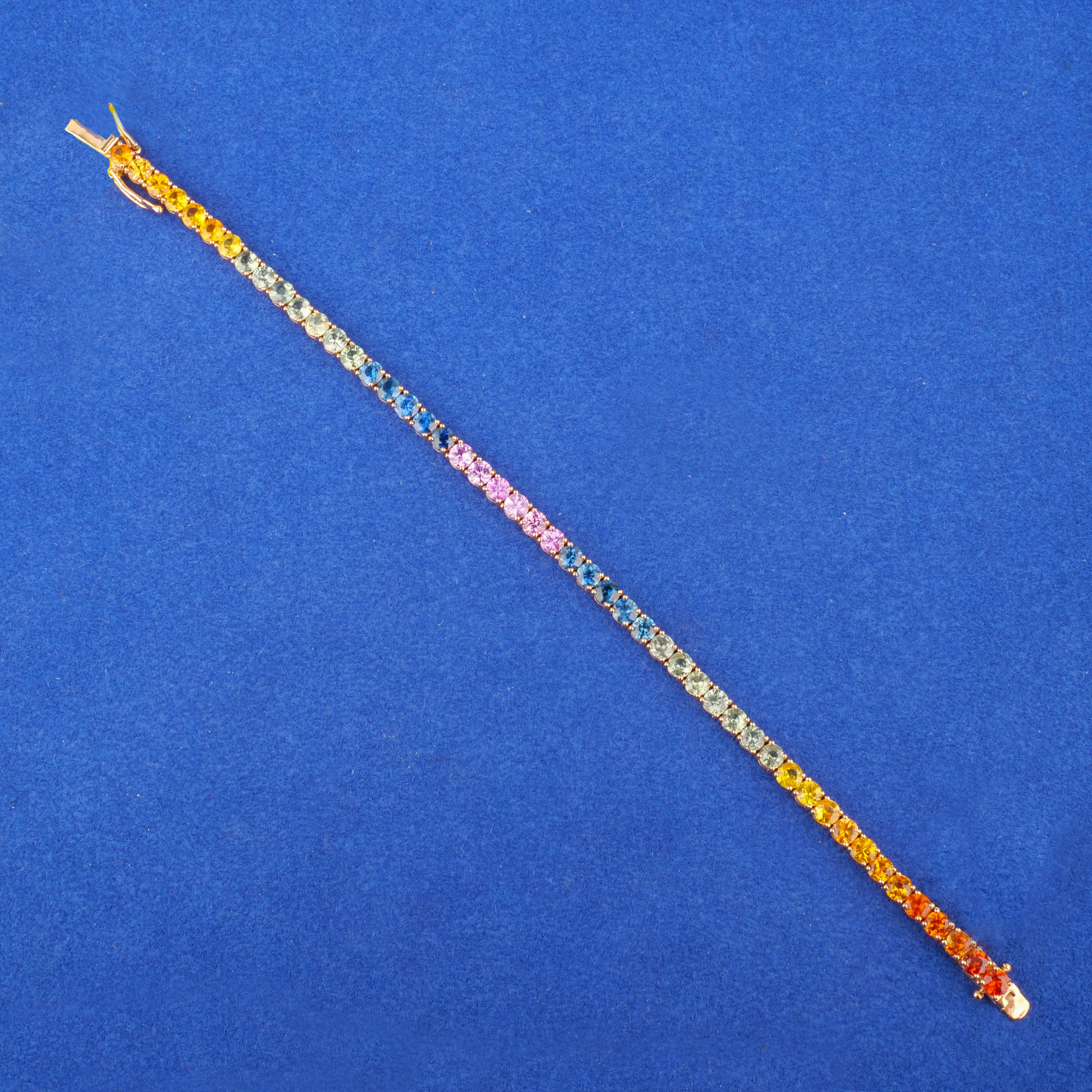 18K Rose Gold Multicolor Sapphire Bracelet