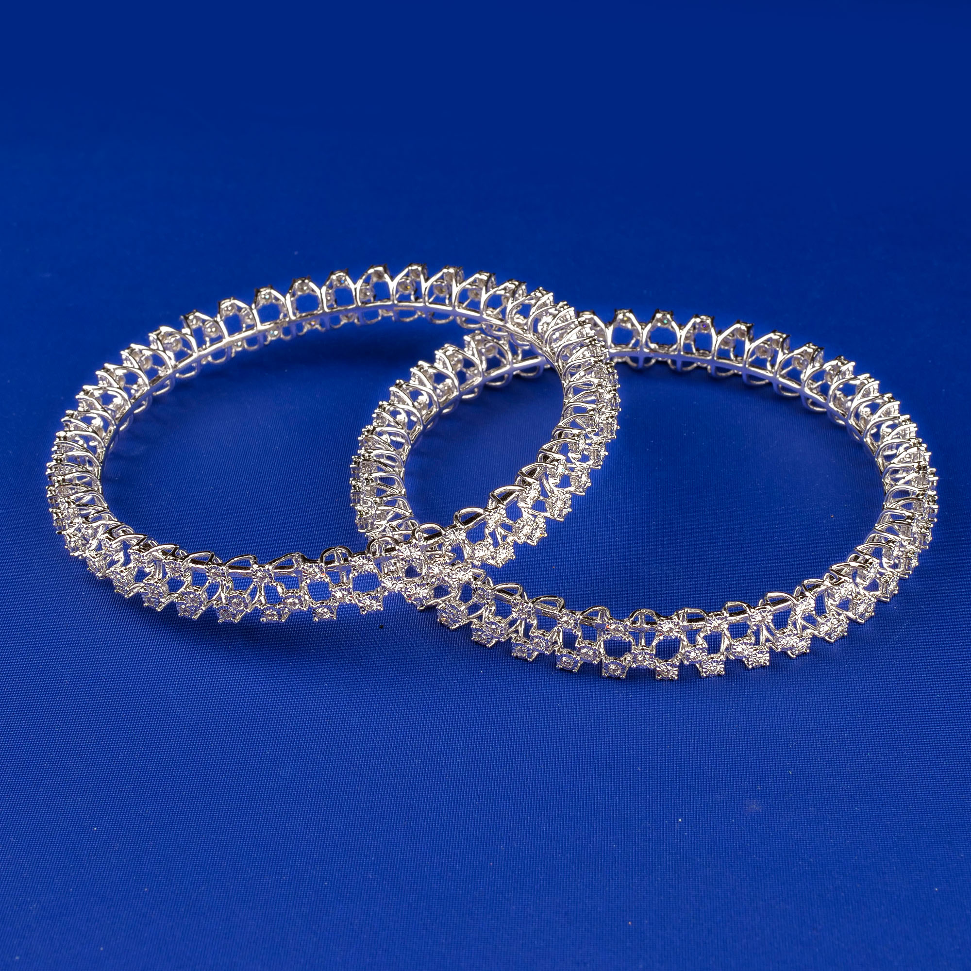 18K White Gold Diamond Bangles
