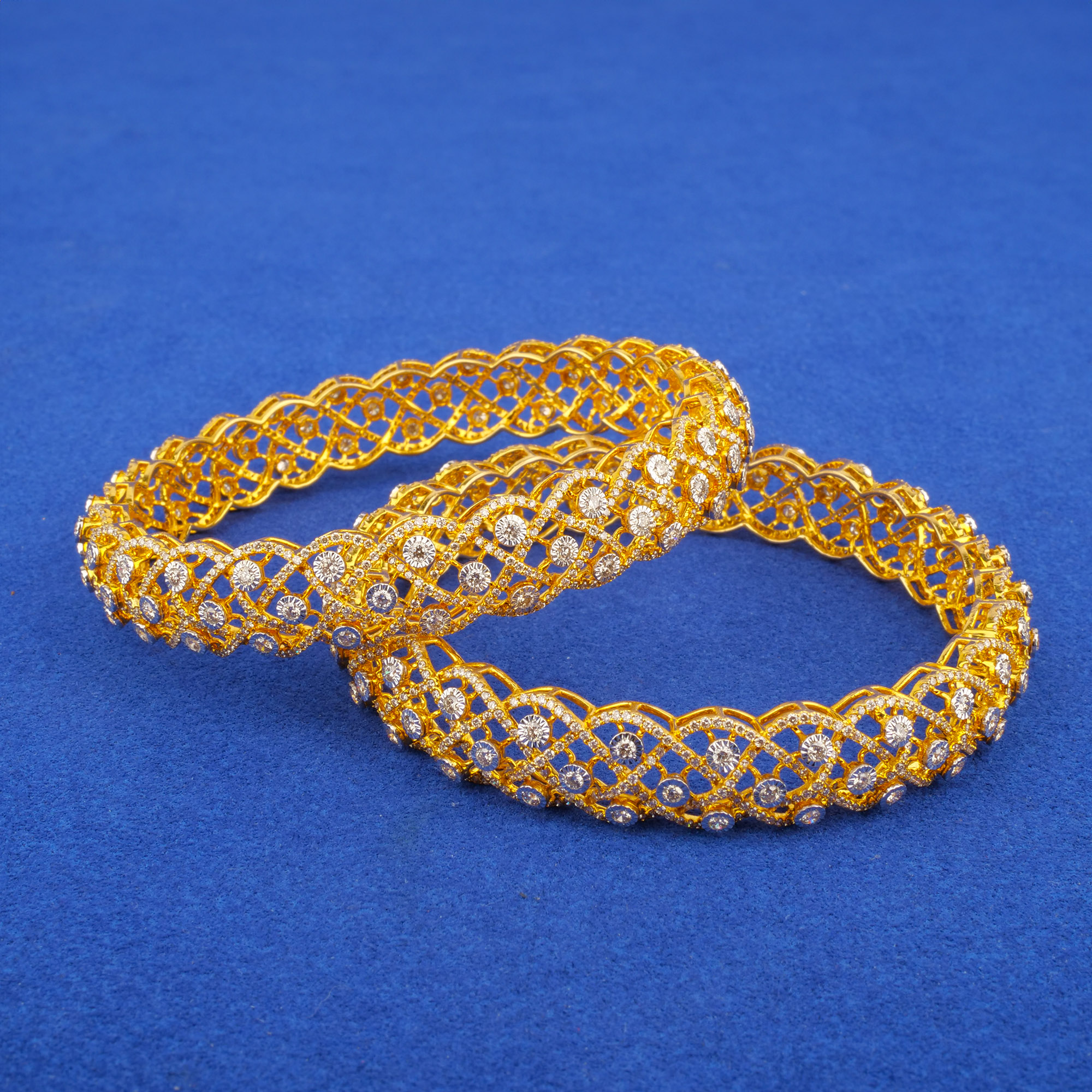18K Yellow Gold Diamond Bangles