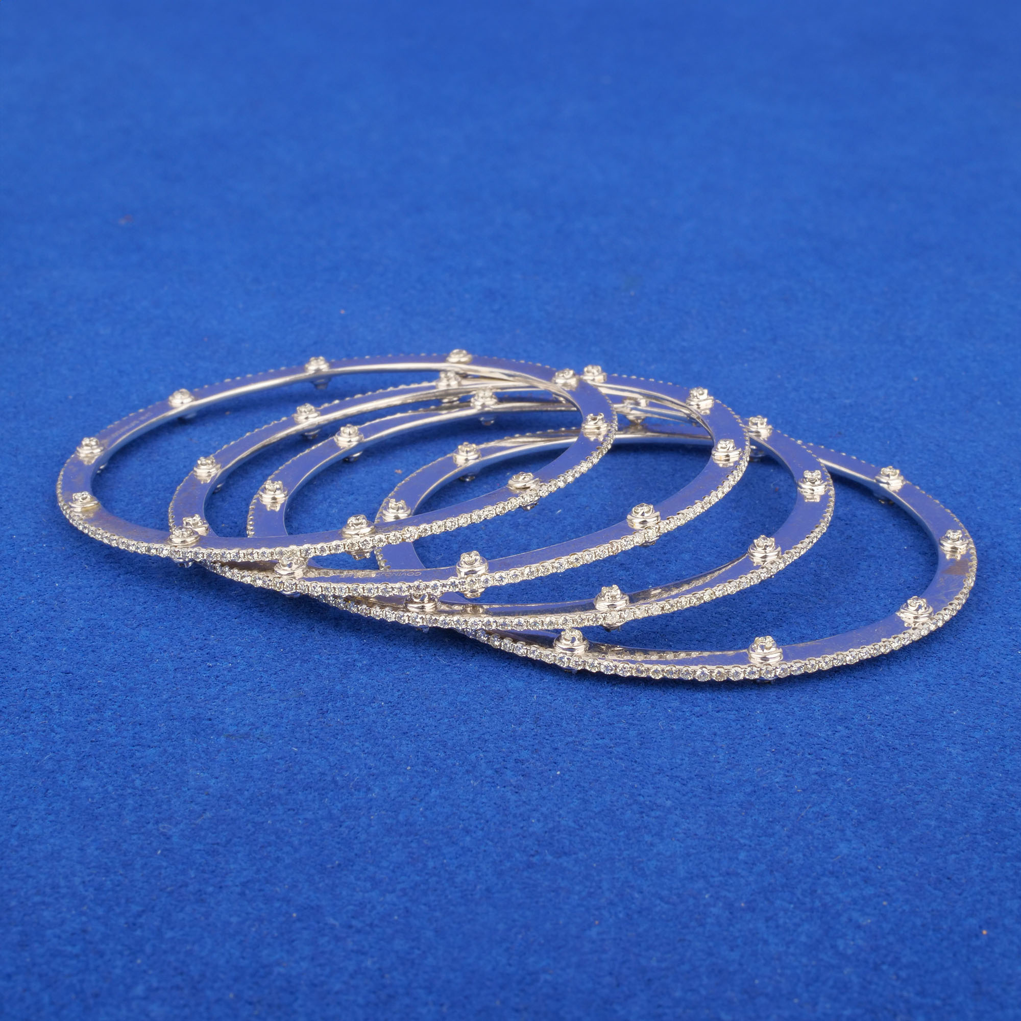 18K White Gold Diamond Bangles