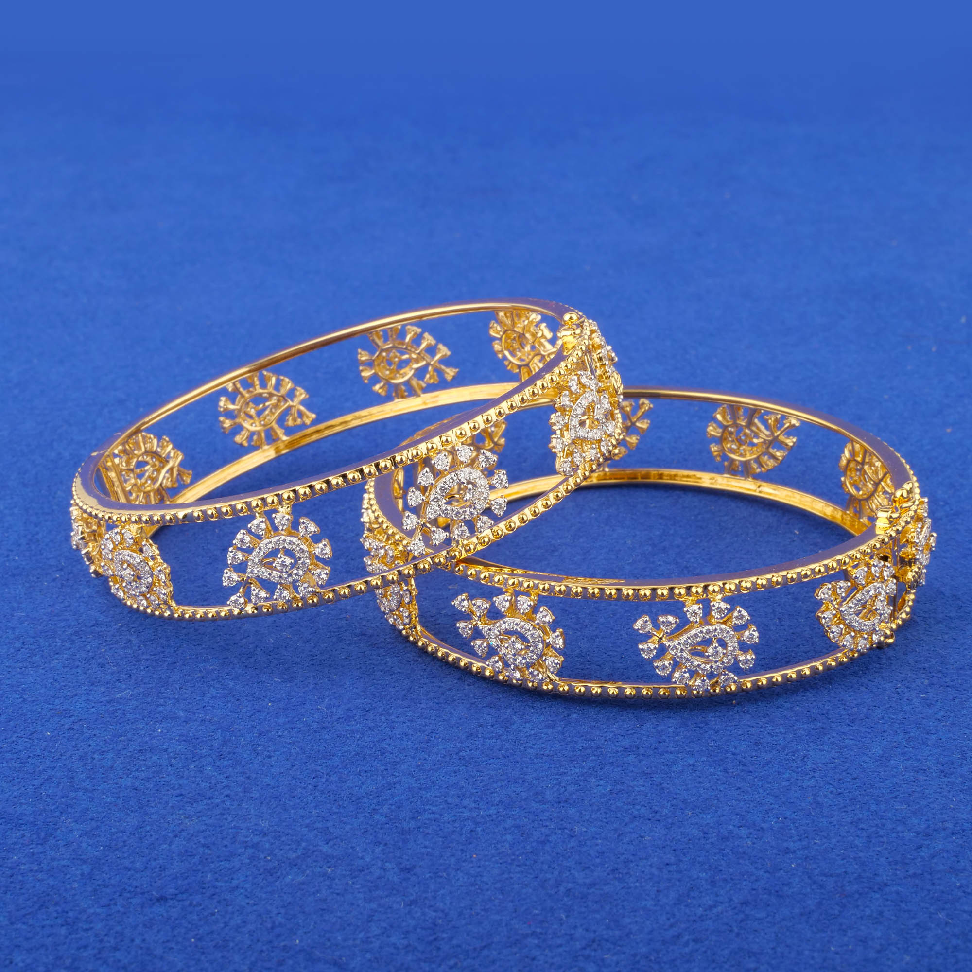 18K Yellow Gold Diamond Bangles