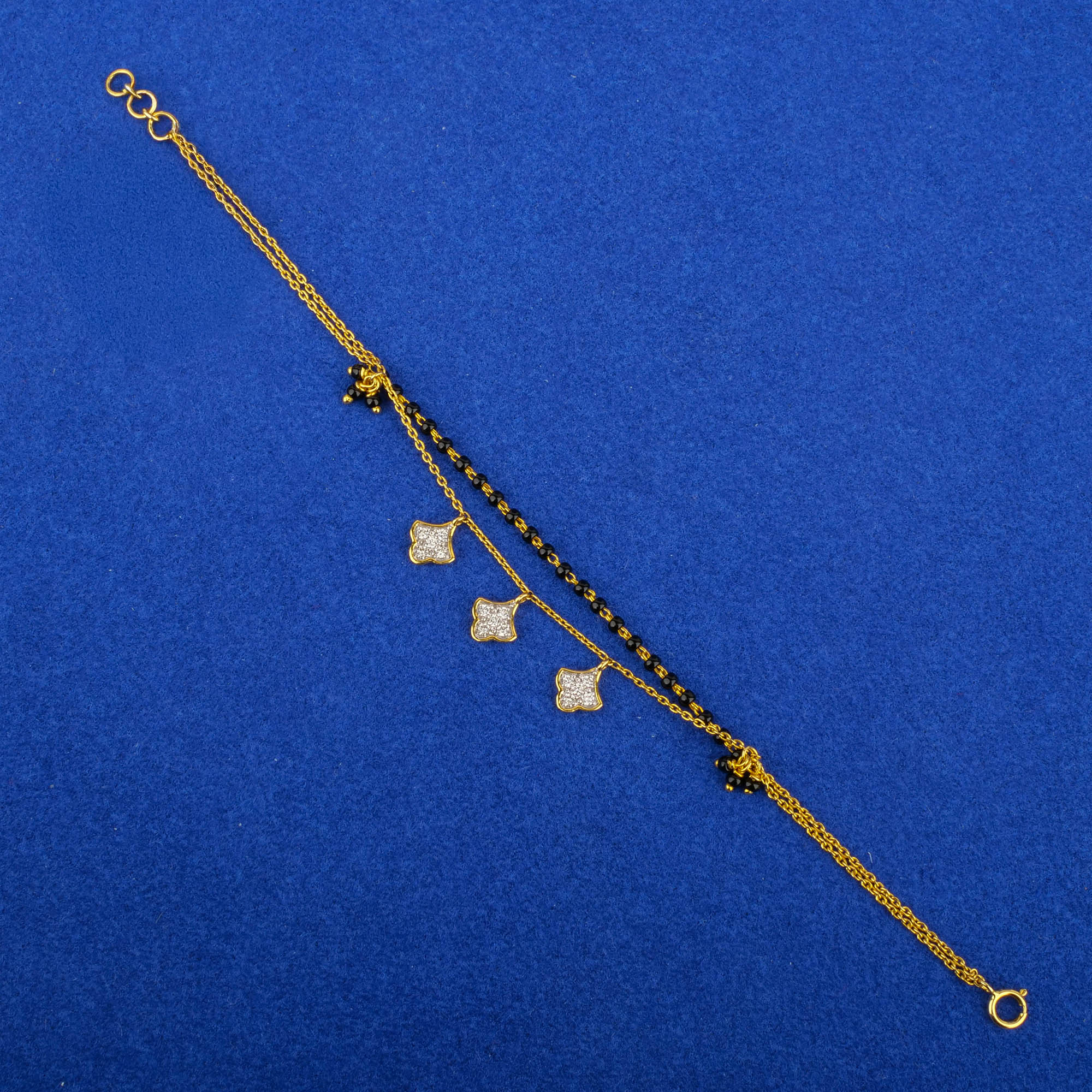 18K Yellow Gold Diamond Mangalsutra Bracelet Bracelet