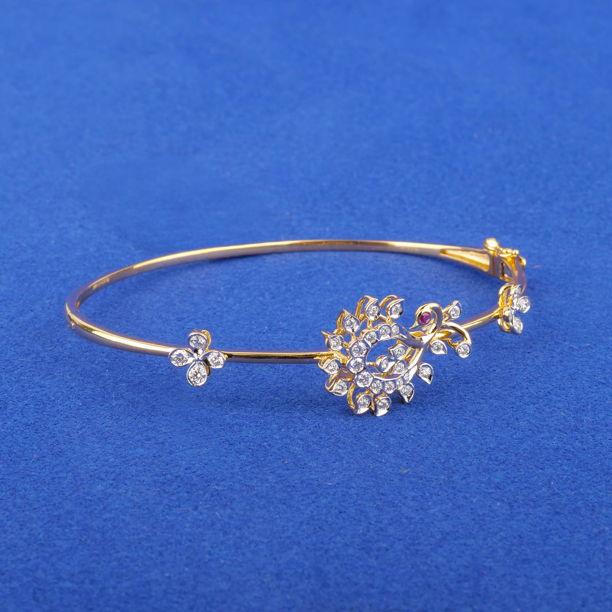 18K Yellow Gold Diamond 'Peacock' Bangle/Bracelet