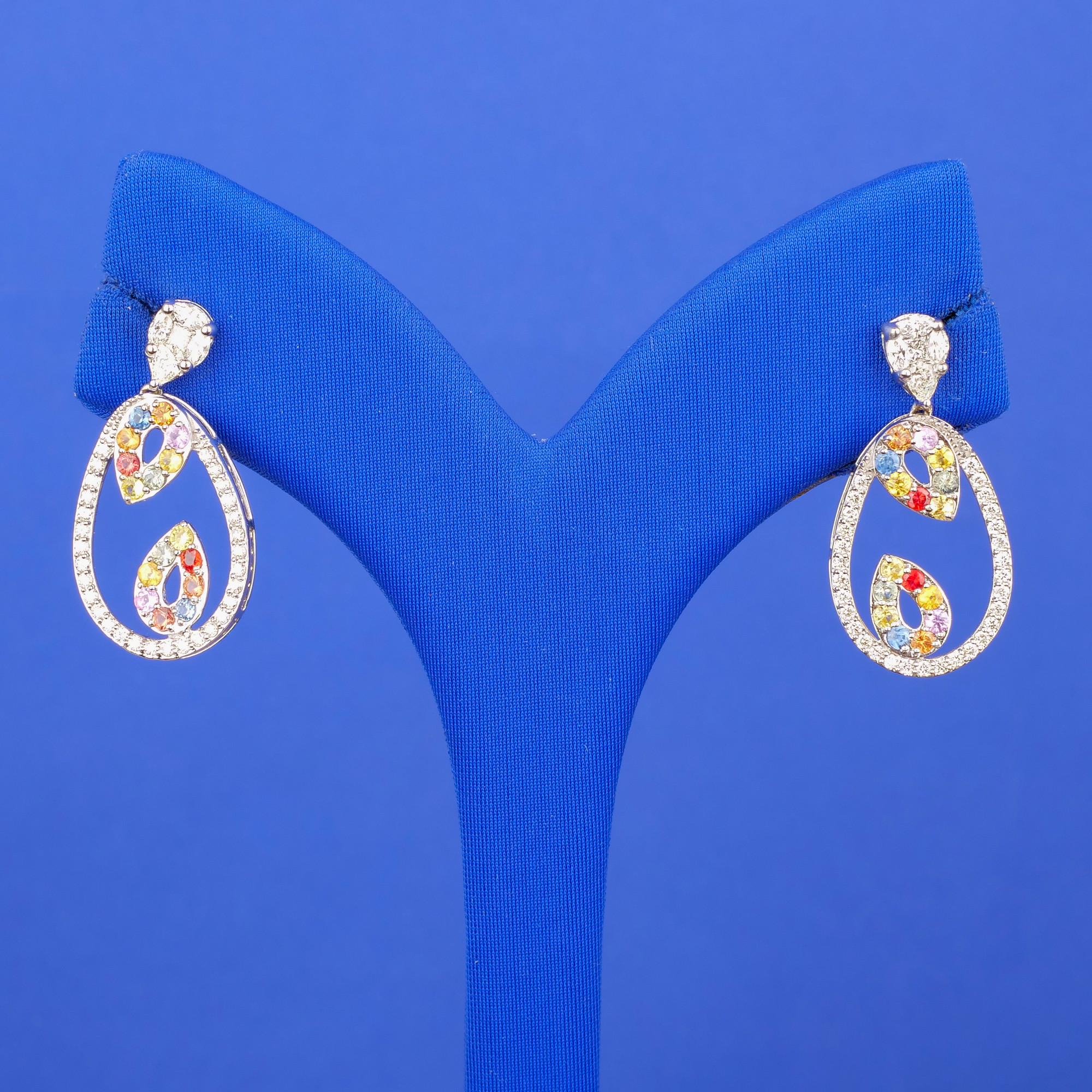 18K WG Diamond and Gemstone Earrings