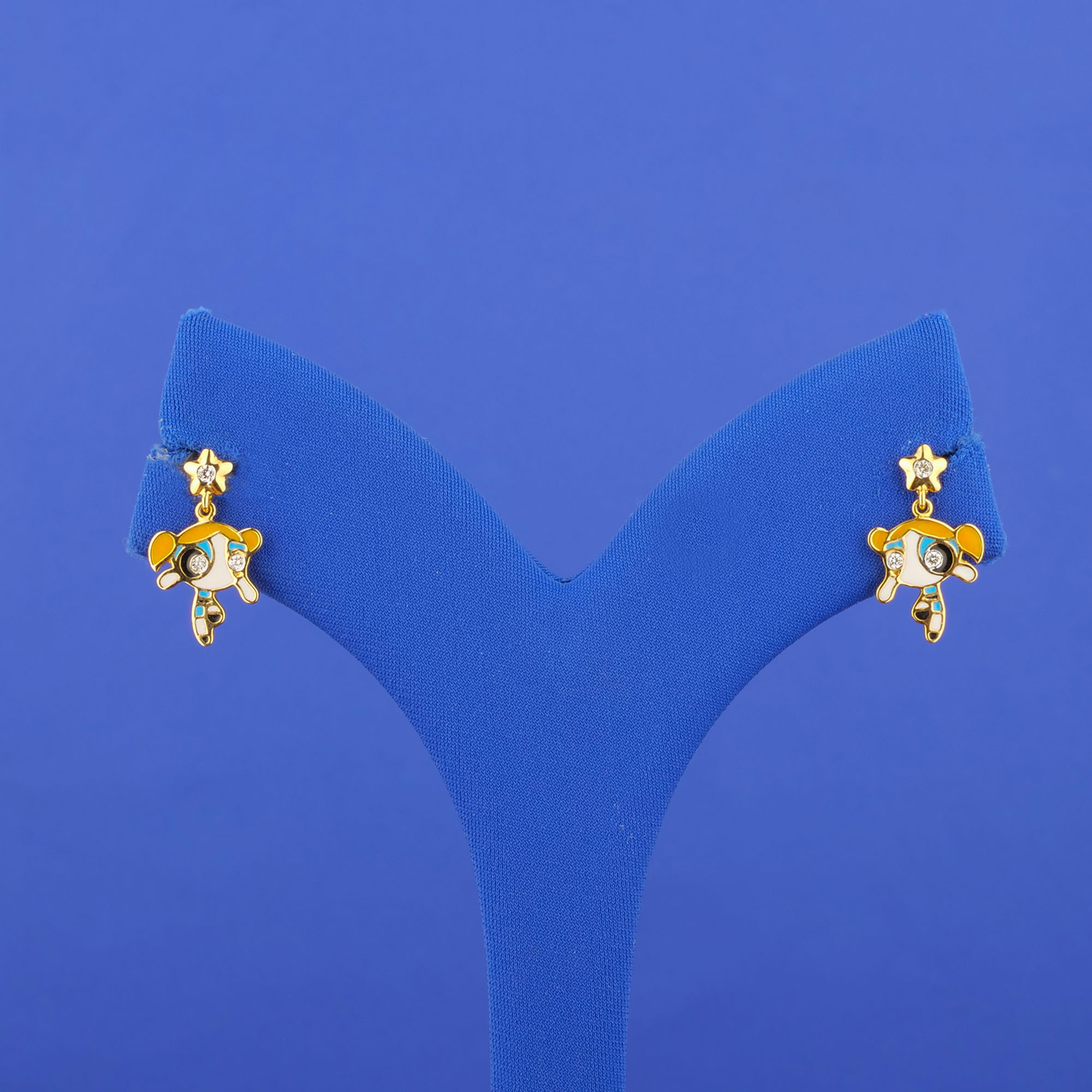 18K Yellow Gold Diamond 'Powerpuff' Earrings