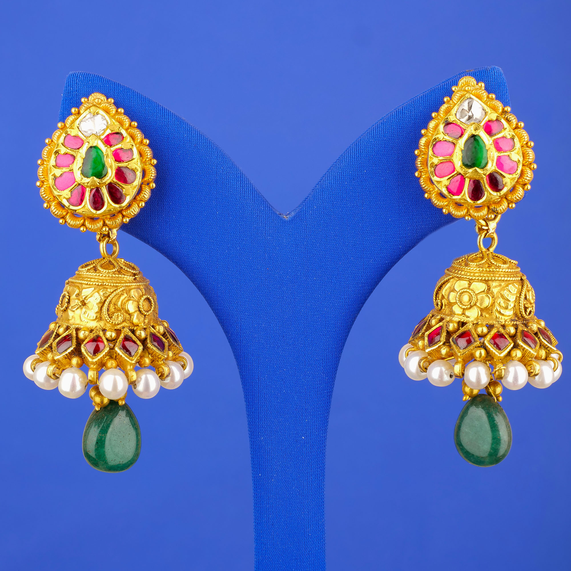 22K Gold 'Antique' Polki Diamond Earrings