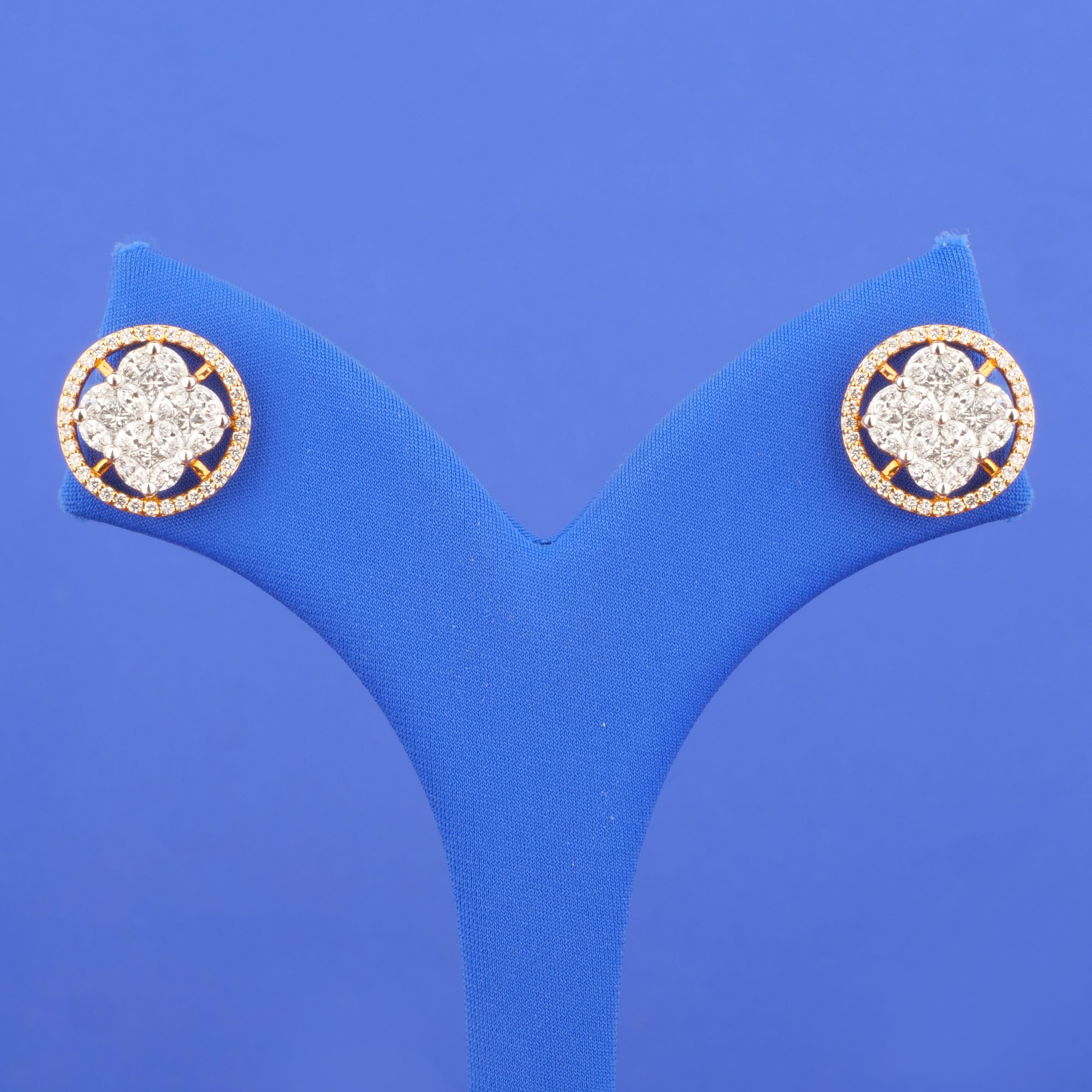 18K Rose Gold/White Gold Diamond Earrings