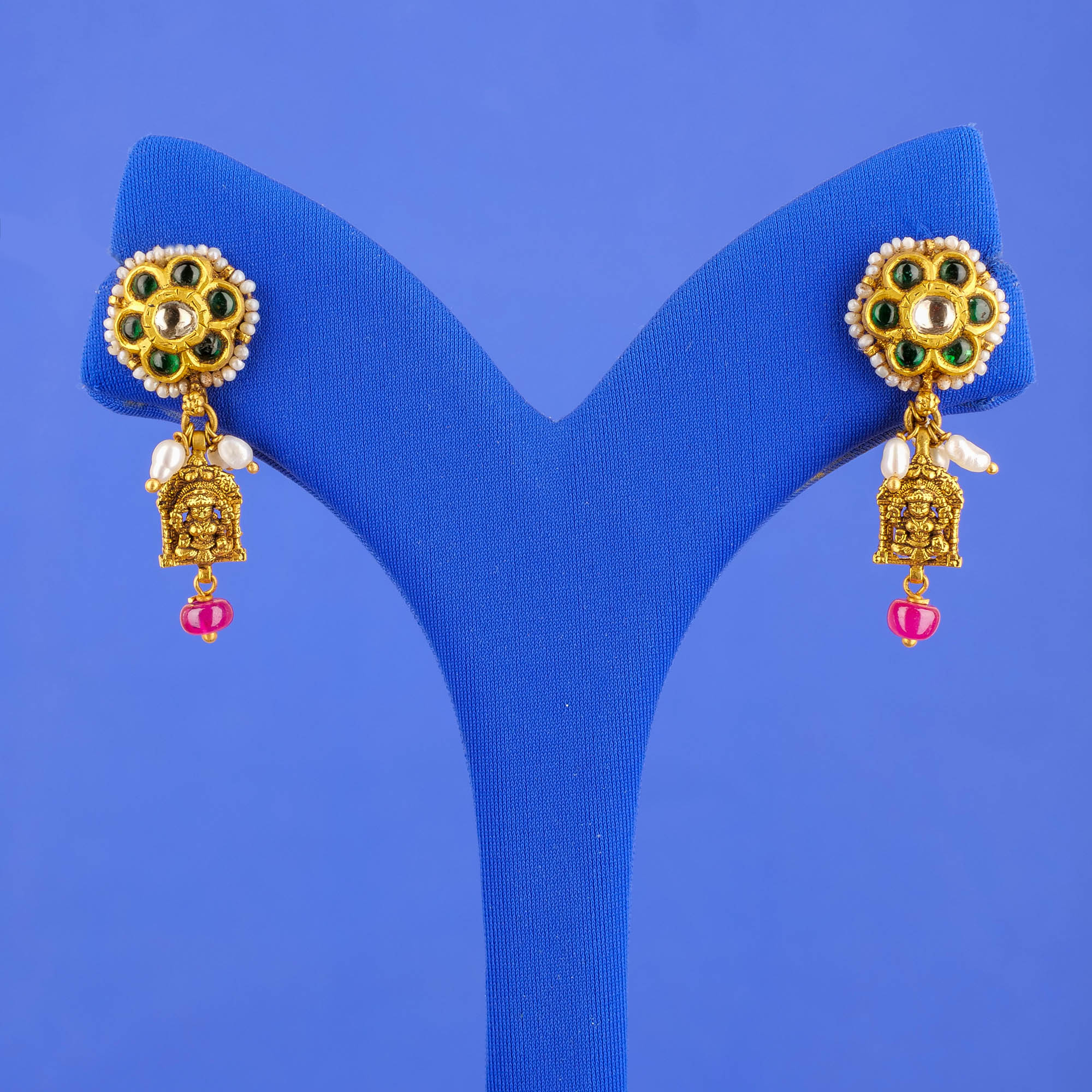 22K Gold 'Antique' Polki Diamond Earrings