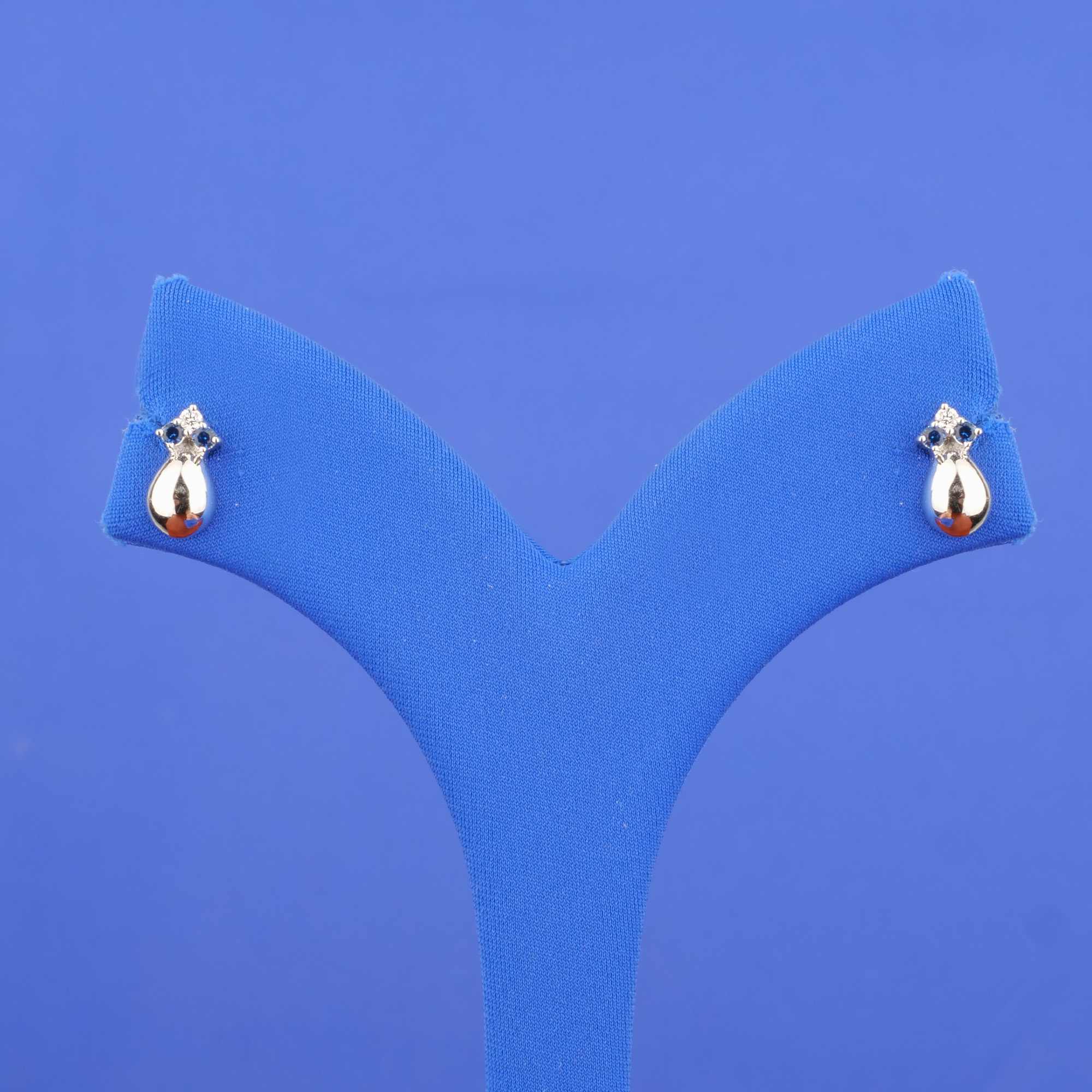 18K White Gold Baby Diamond Earrings w/Colored Stone