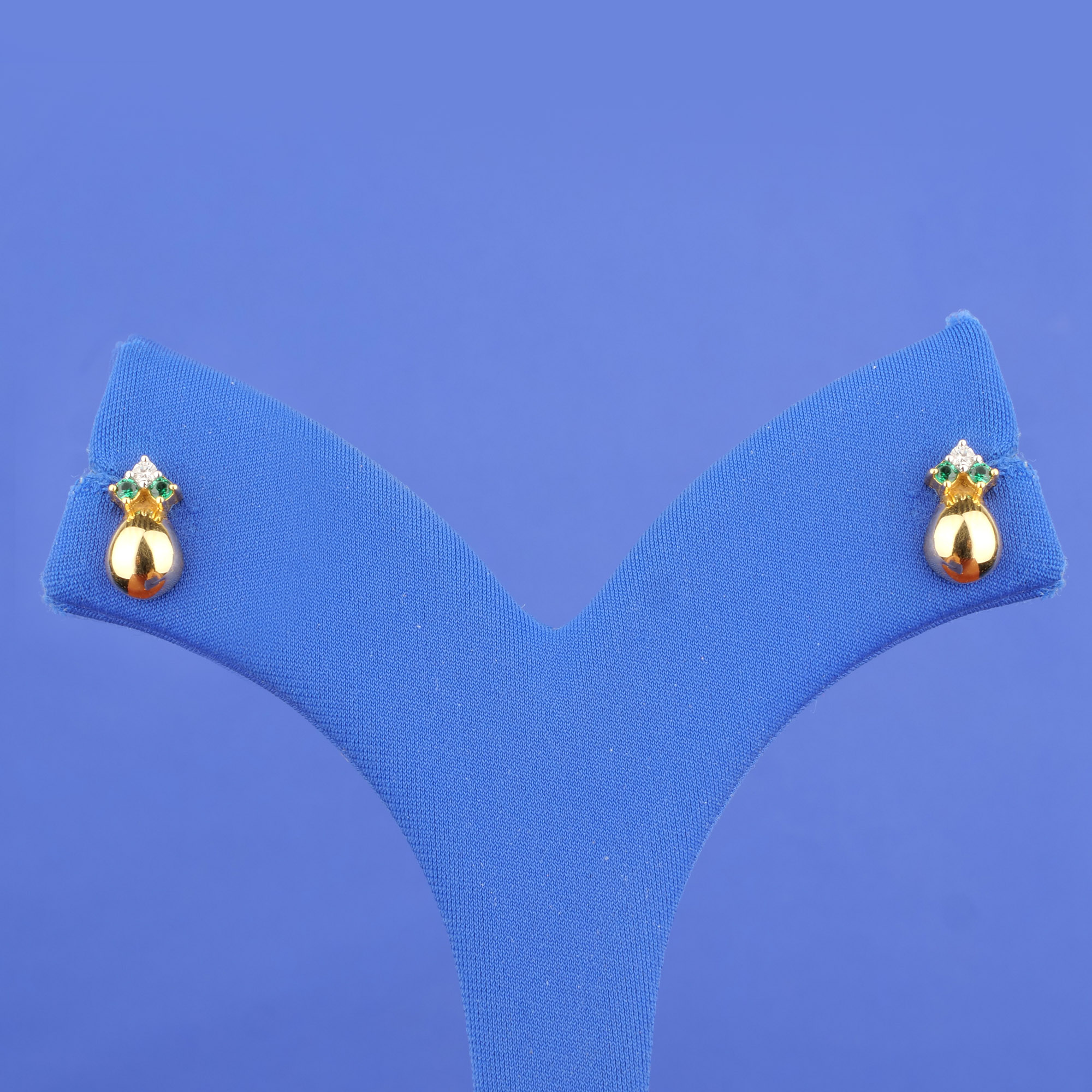 18K Yellow Gold Baby Emerald Diamond Earrings