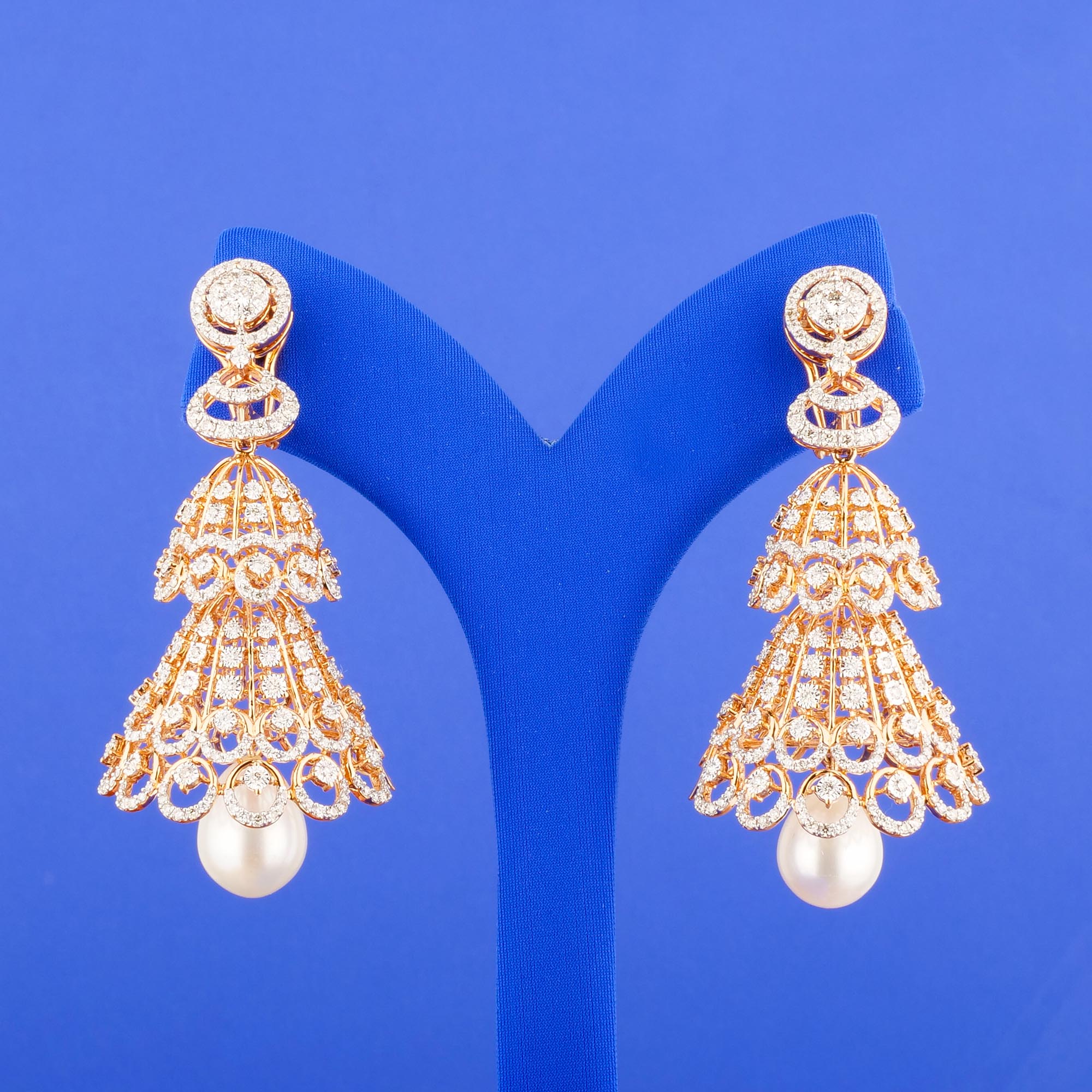 18K Rose Gold Diamond 'Jhumka' Earrings