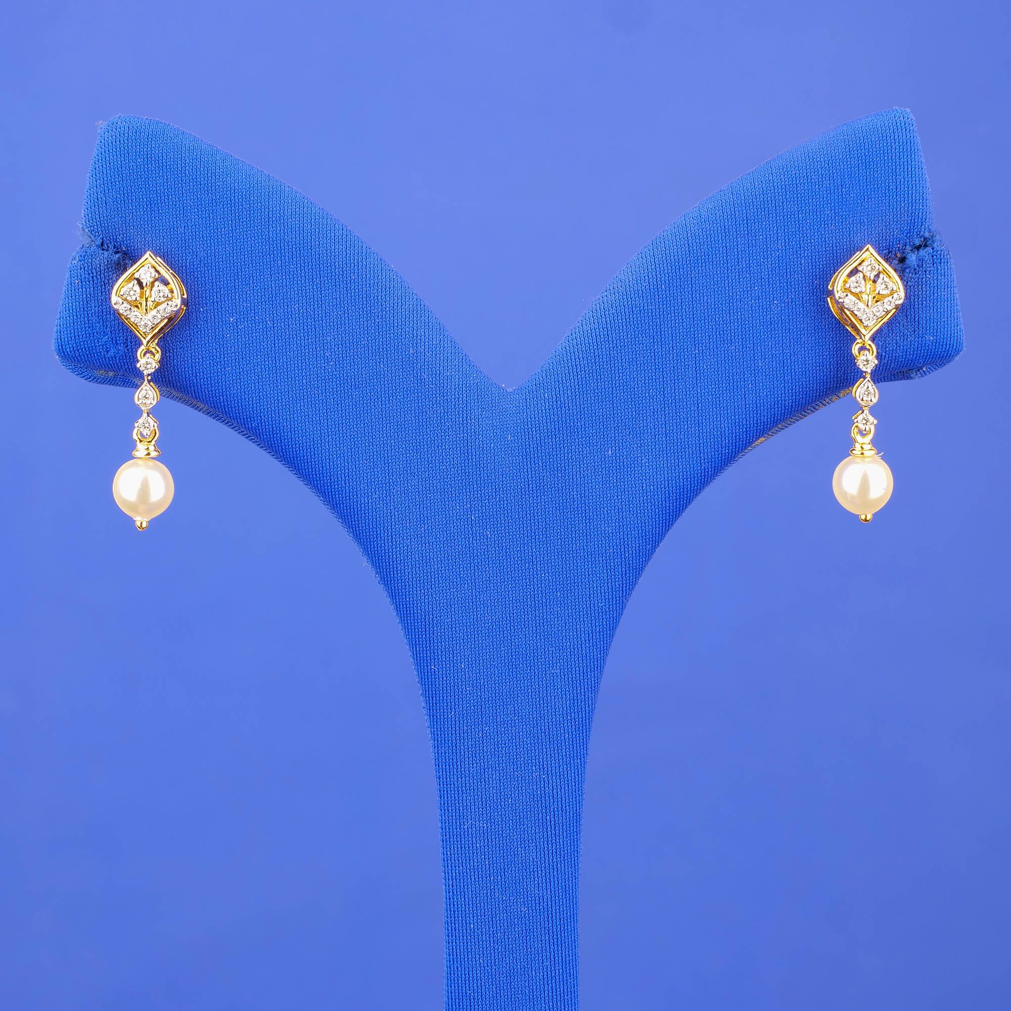 18K YG Diamond Pearl Earrings