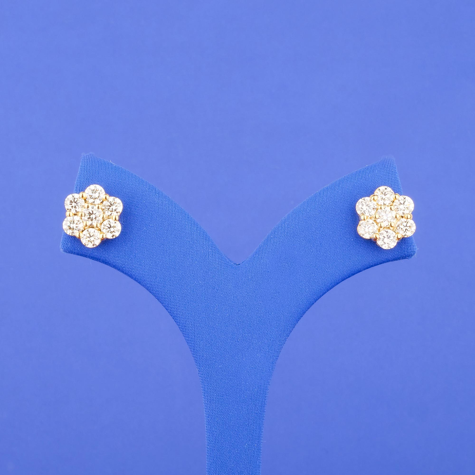 18K Yellow Gold Diamond 'Flower' Earrings