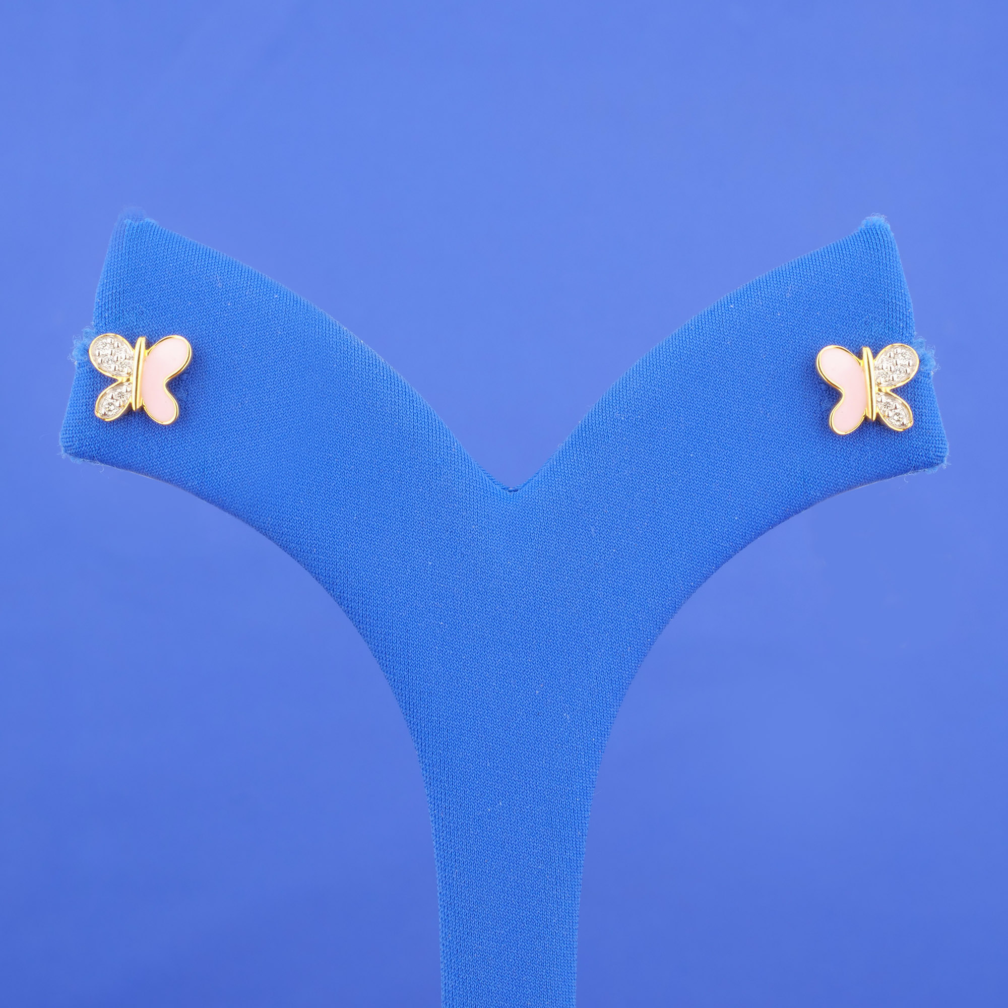 18K Yellow Gold Baby Diamond Enamel Earrings