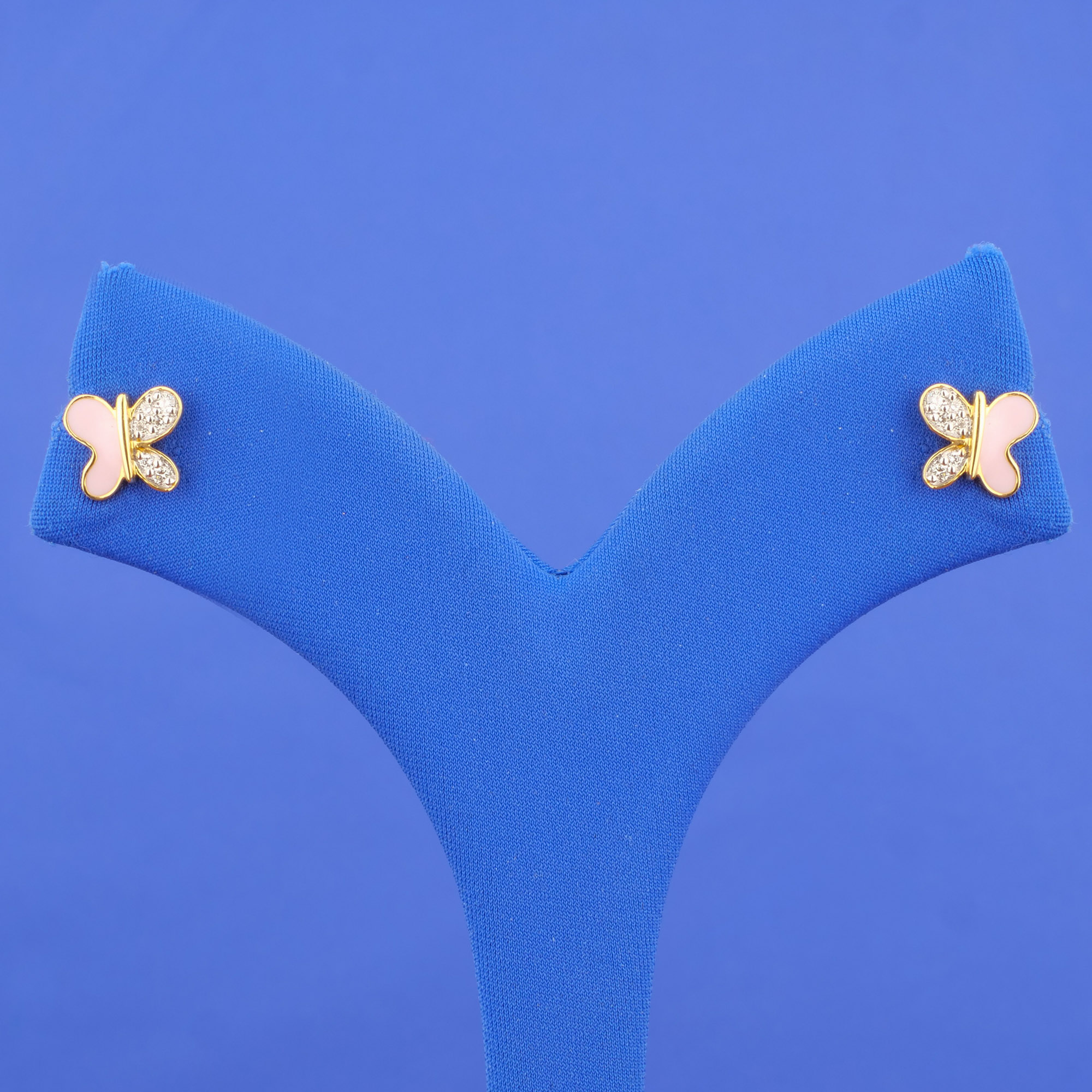 18K Yellow Gold Baby Diamond Enamel Earrings