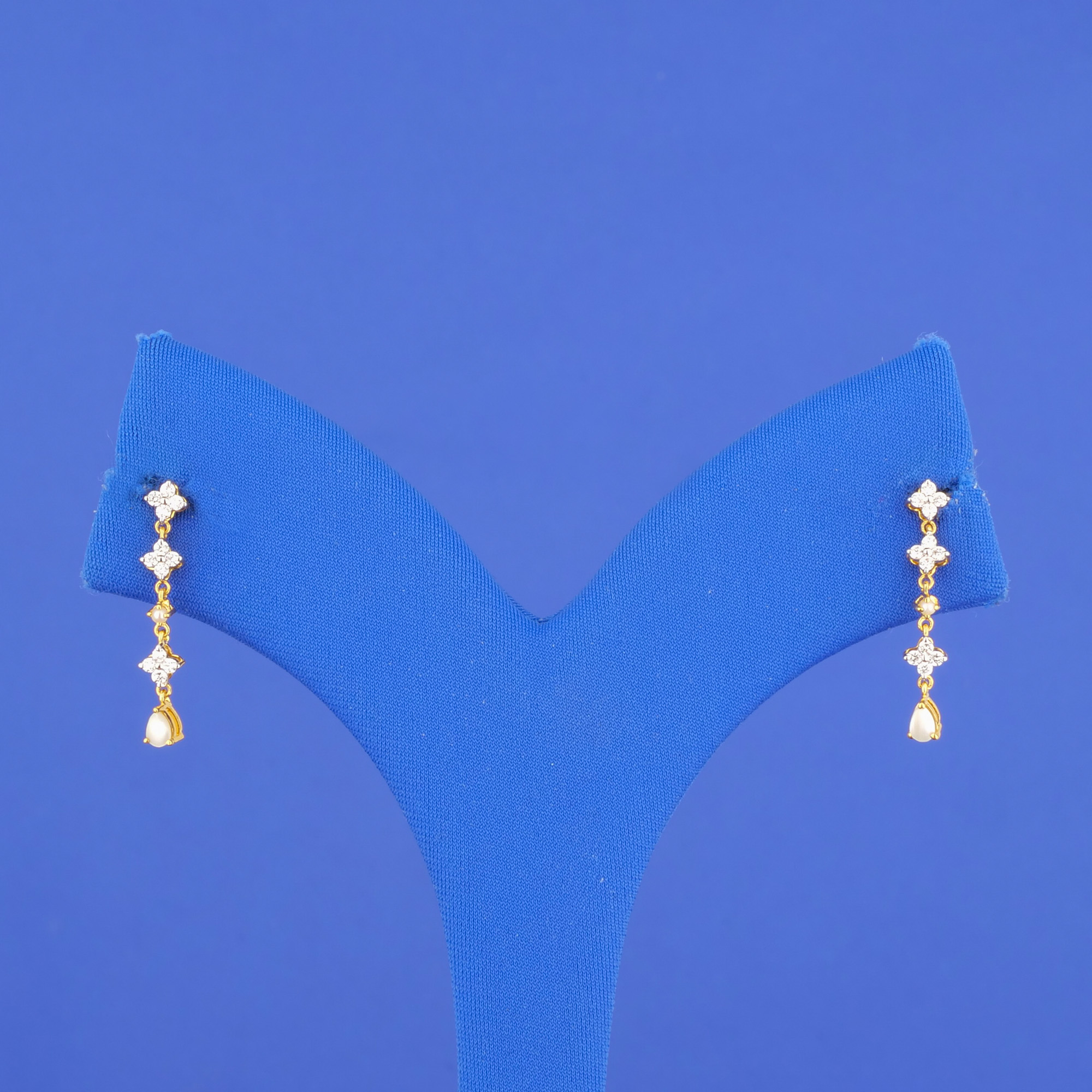 18K Yellow Gold Diamond Pearl 'Drop' Earrings
