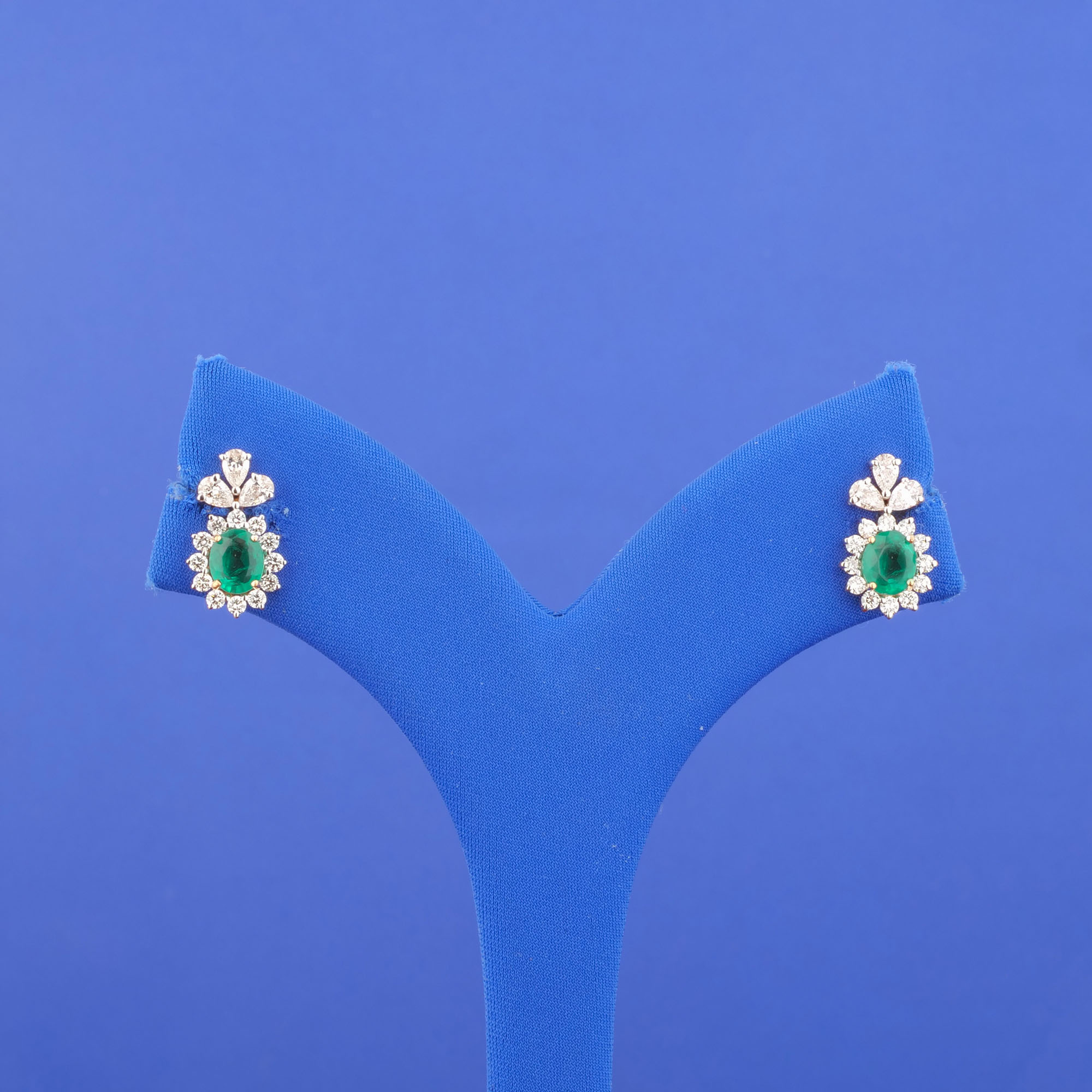 18K Rose Gold Diamond Green Onyx Earrings
