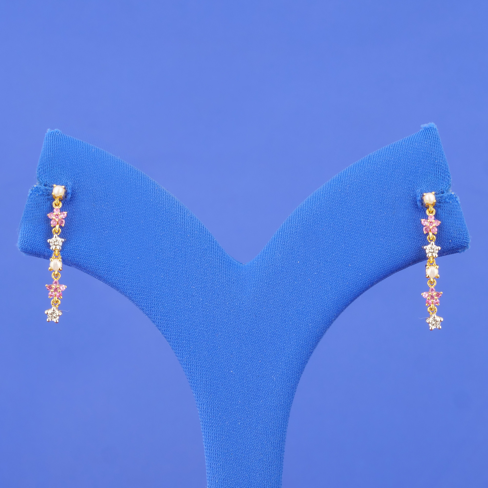 18K Yellow Gold Diamond Pearl 'Drop' Earrings