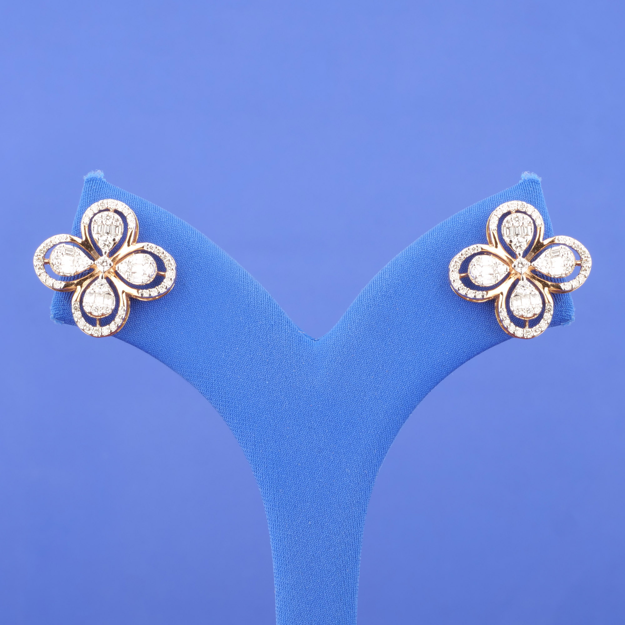 18K RG Diamond 'Clover' Earrings