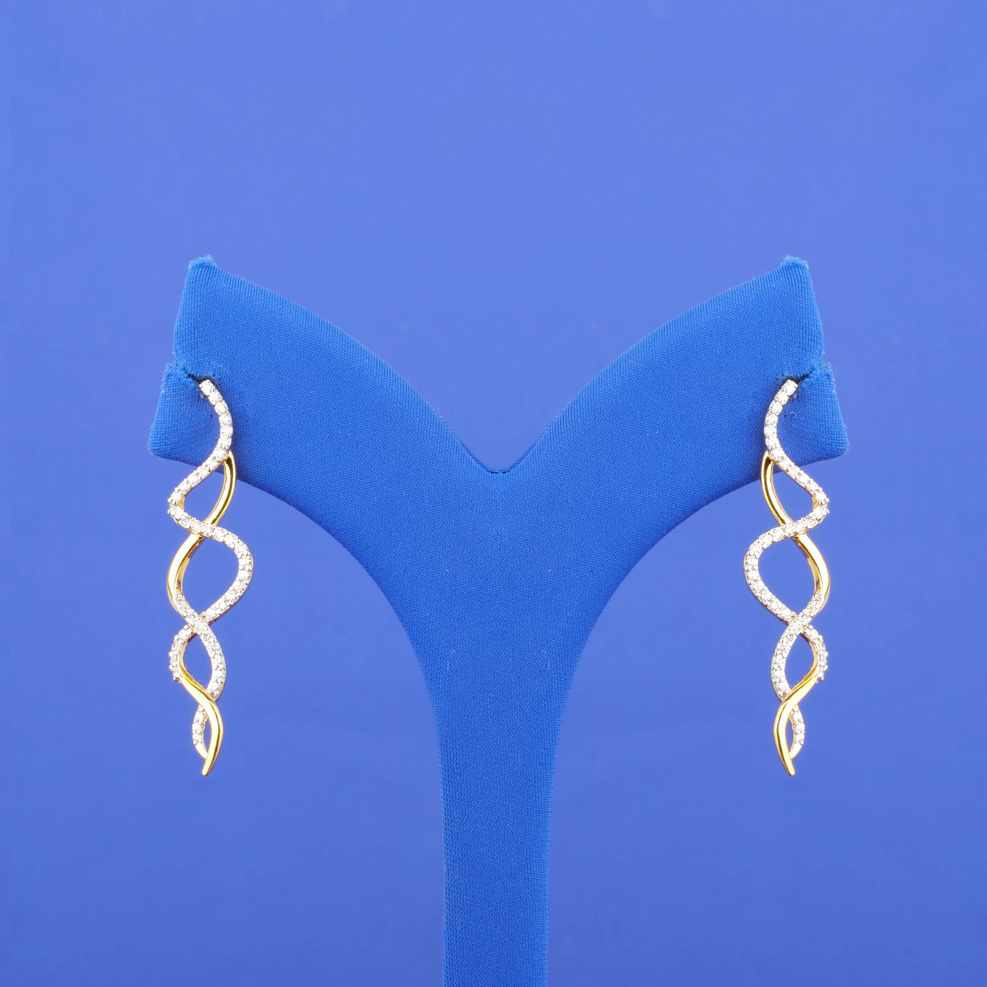 18K Yellow Gold Diamond 'Ribbon' Earrings