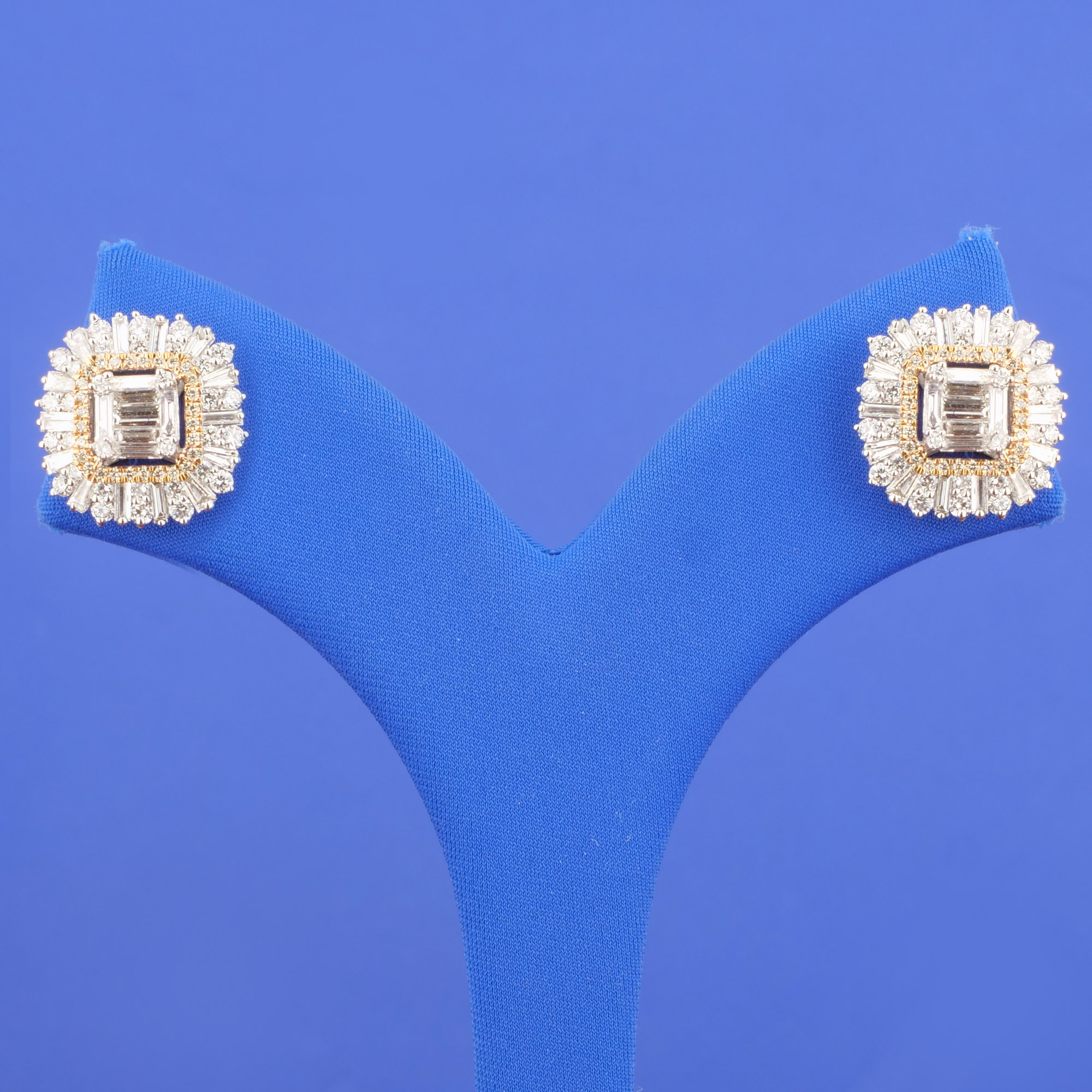 18K White Gold & Rose Gold Diamond Earrings