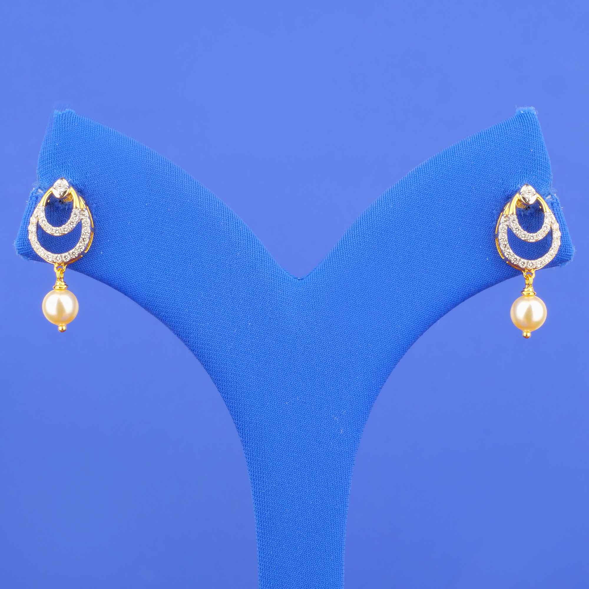 18K Yellow Gold Diamond Pearl 'Drop' Earrings