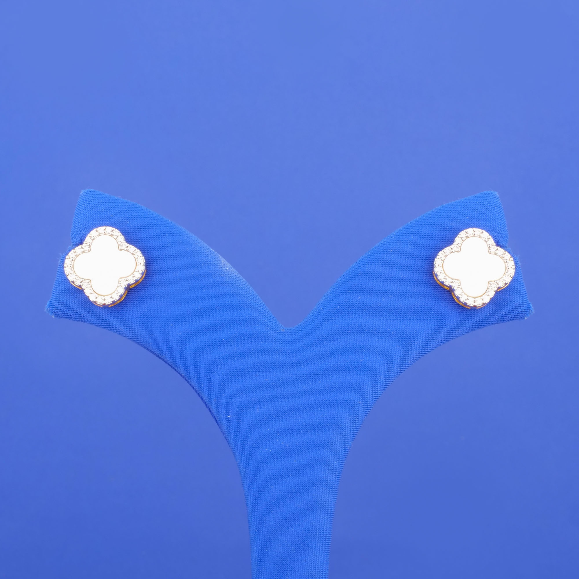 18K Yellow Gold Diamond Mother of Pearl Earrings