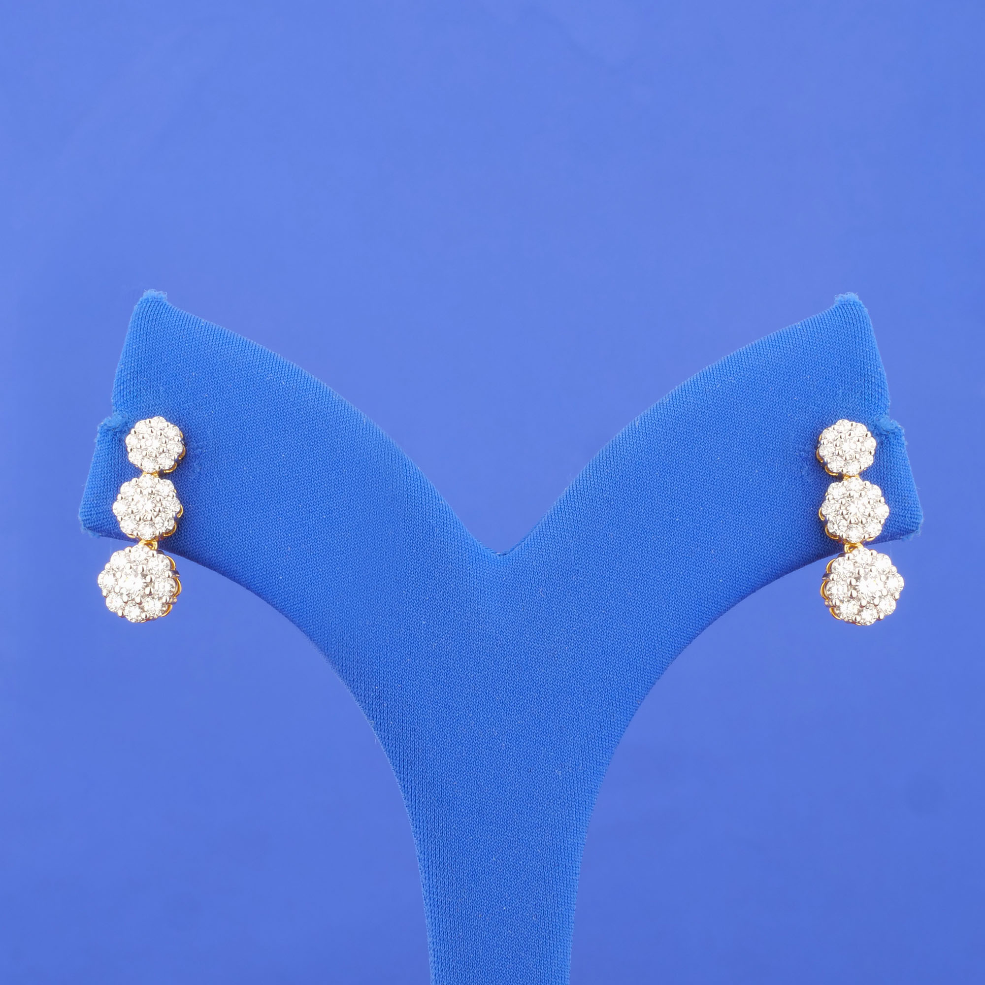 18K Yellow Gold Diamond 'Floral' 'Drop' Earrings