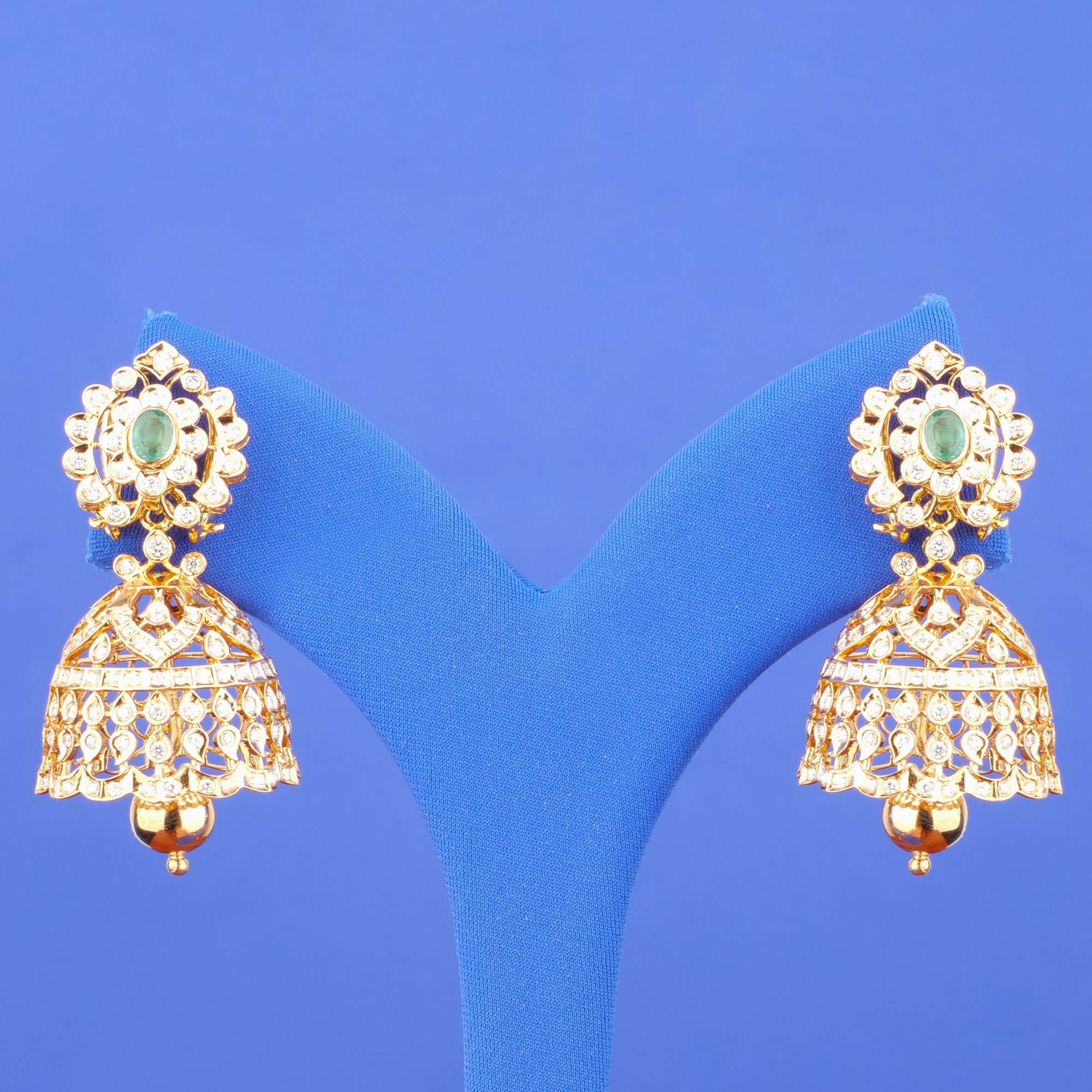 18K Gold Diamond 'Jhumka' Earrings (Intchg.)
