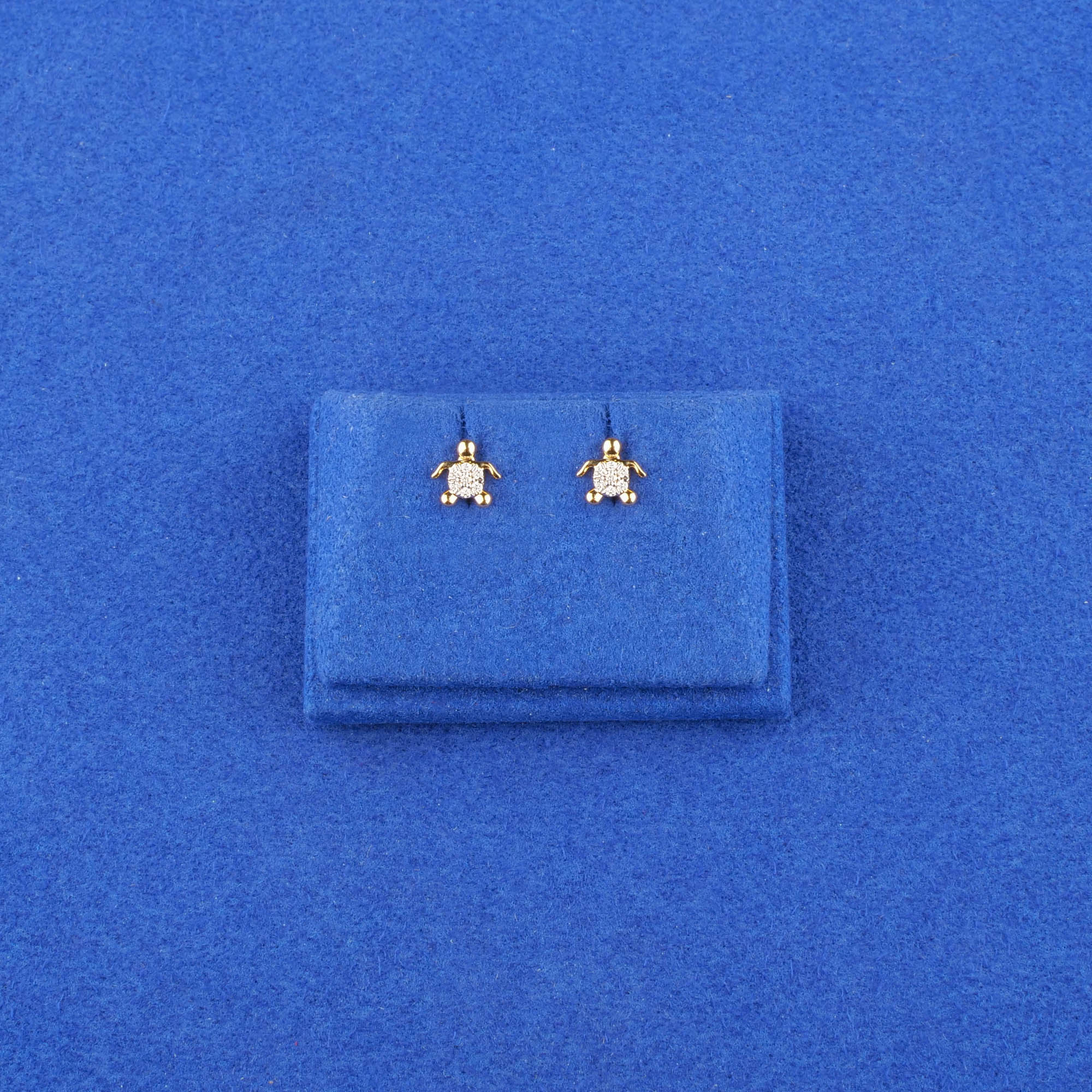 18K Yellow Gold Baby Diamond 'Turtle' Earrings