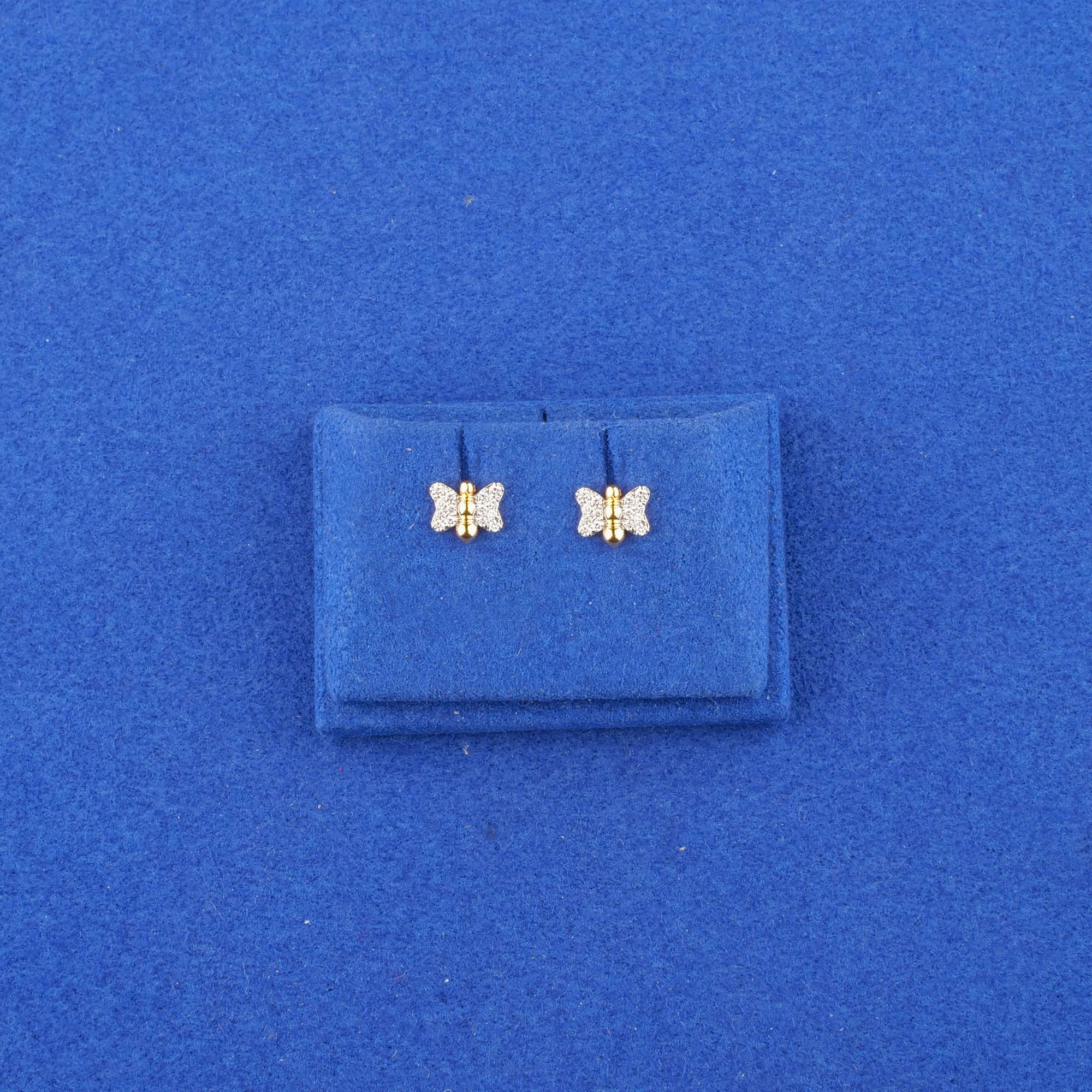 18K Yellow Gold Baby Diamond 'Dragonfly' Earrings