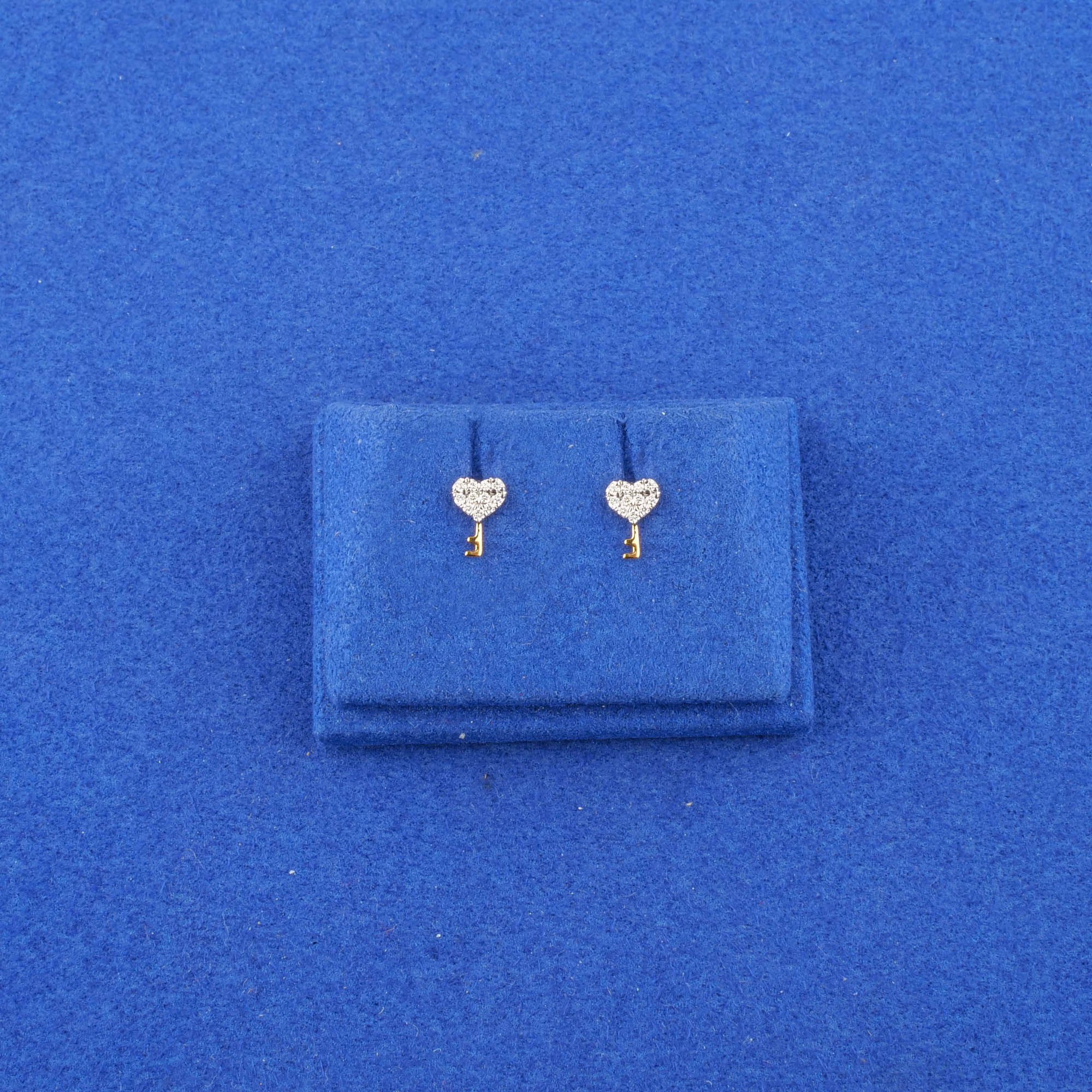 18K Yellow Gold Baby Diamond 'Heart' Earrings