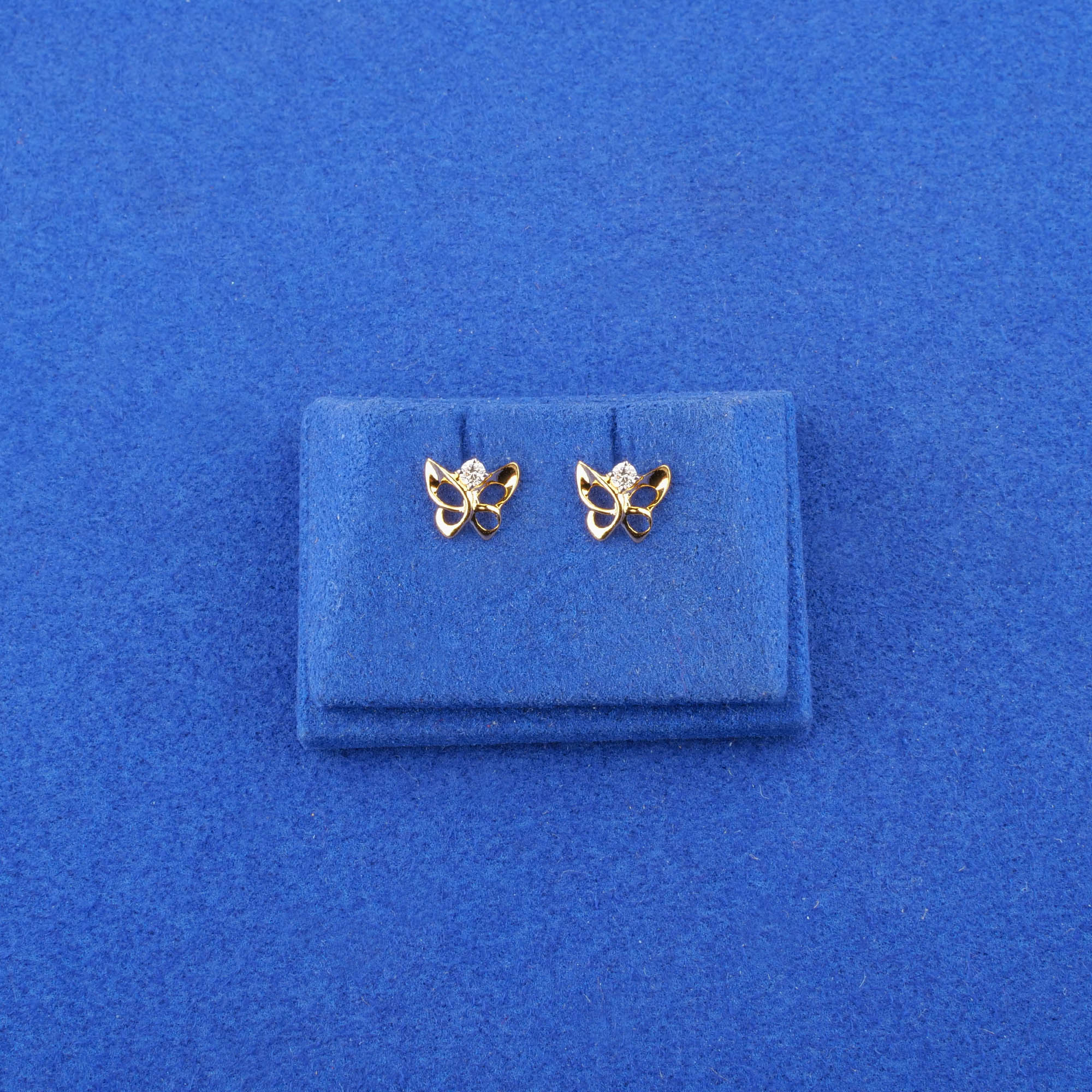 18K Yellow Gold Baby Diamond 'Butterfly' Earrings