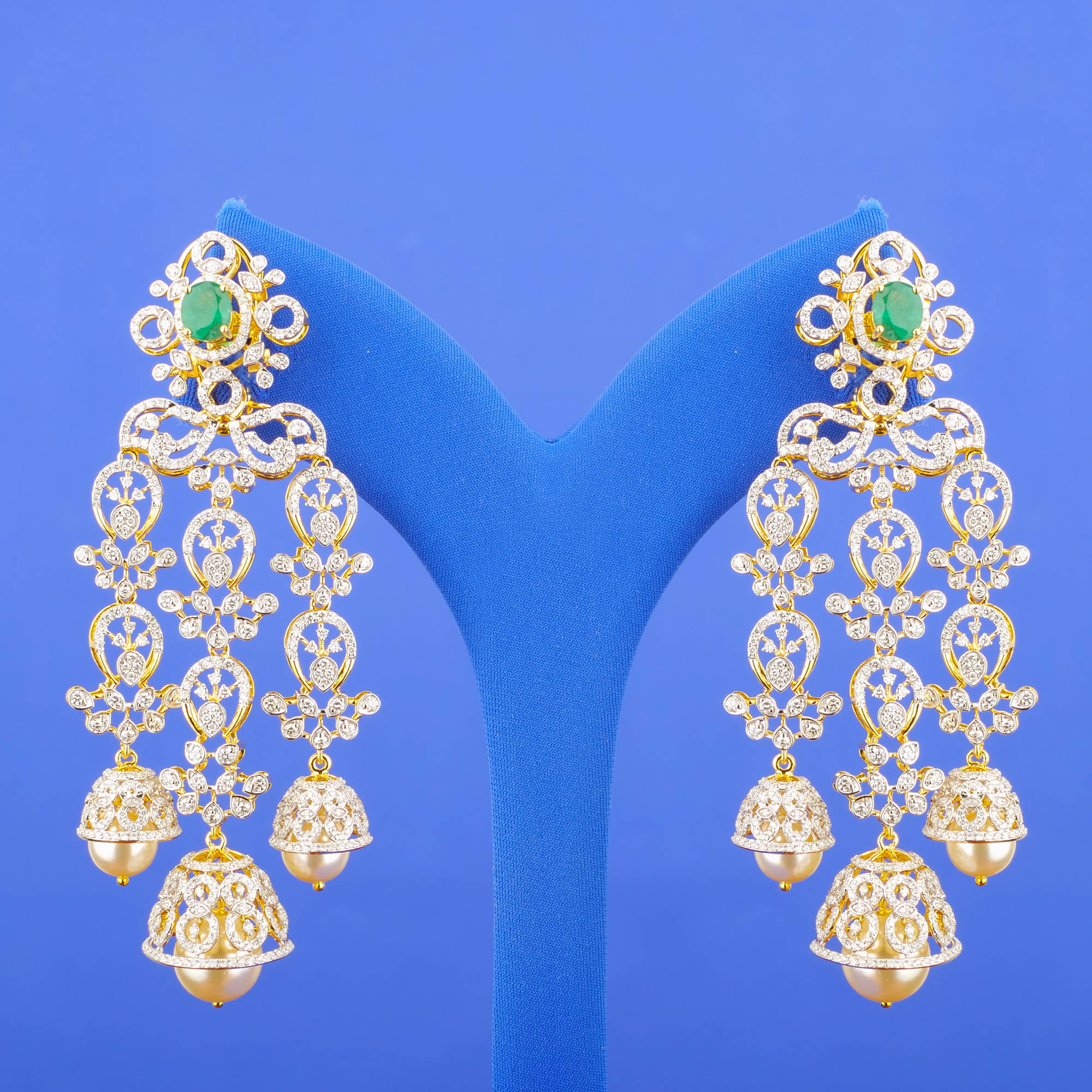 18K Yellow Gold Diamond 'Chandelier' Earrings (Cat. #1)