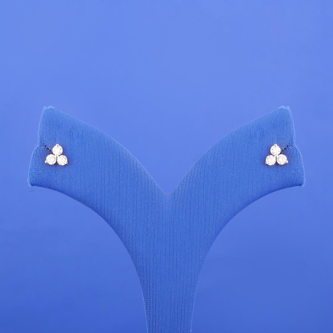 18K Yellow Gold Diamond 'Tri' Earrings