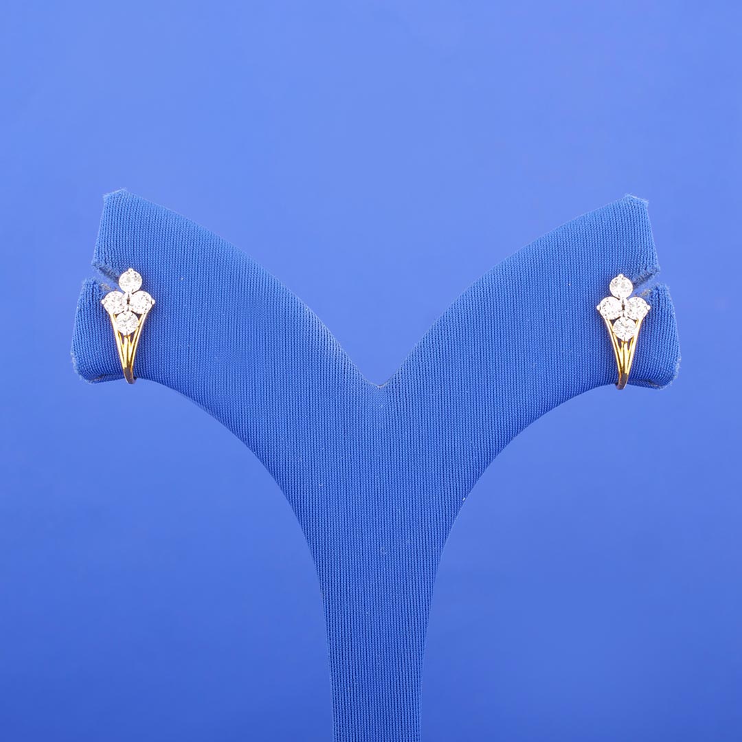 18K Yellow Gold Diamond 'J' Earrings