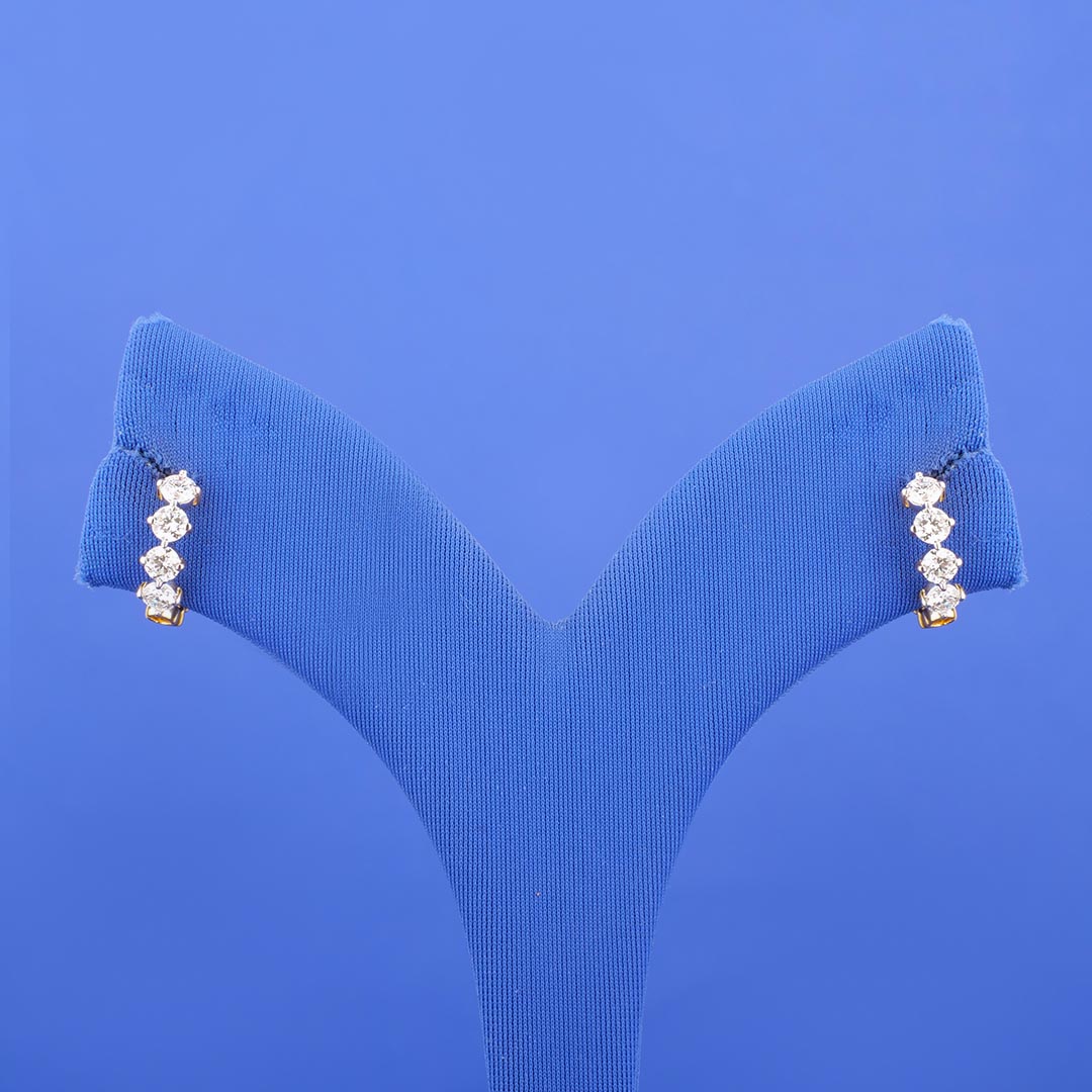 18K Yellow Gold Diamond 'J' Earrings