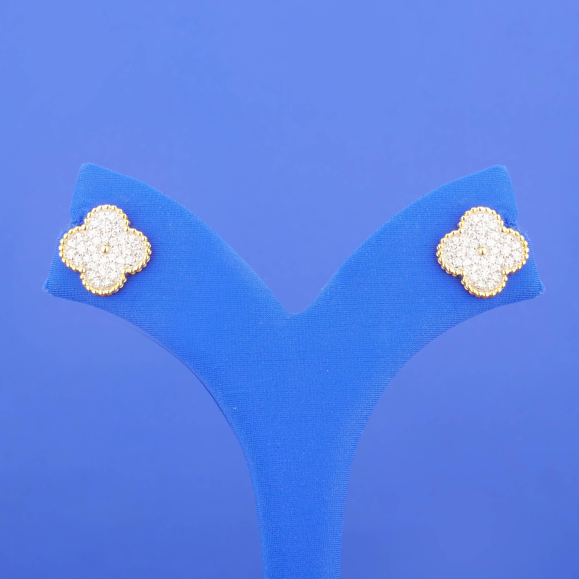 18K Yellow Gold Diamond 'Clover' Earrings