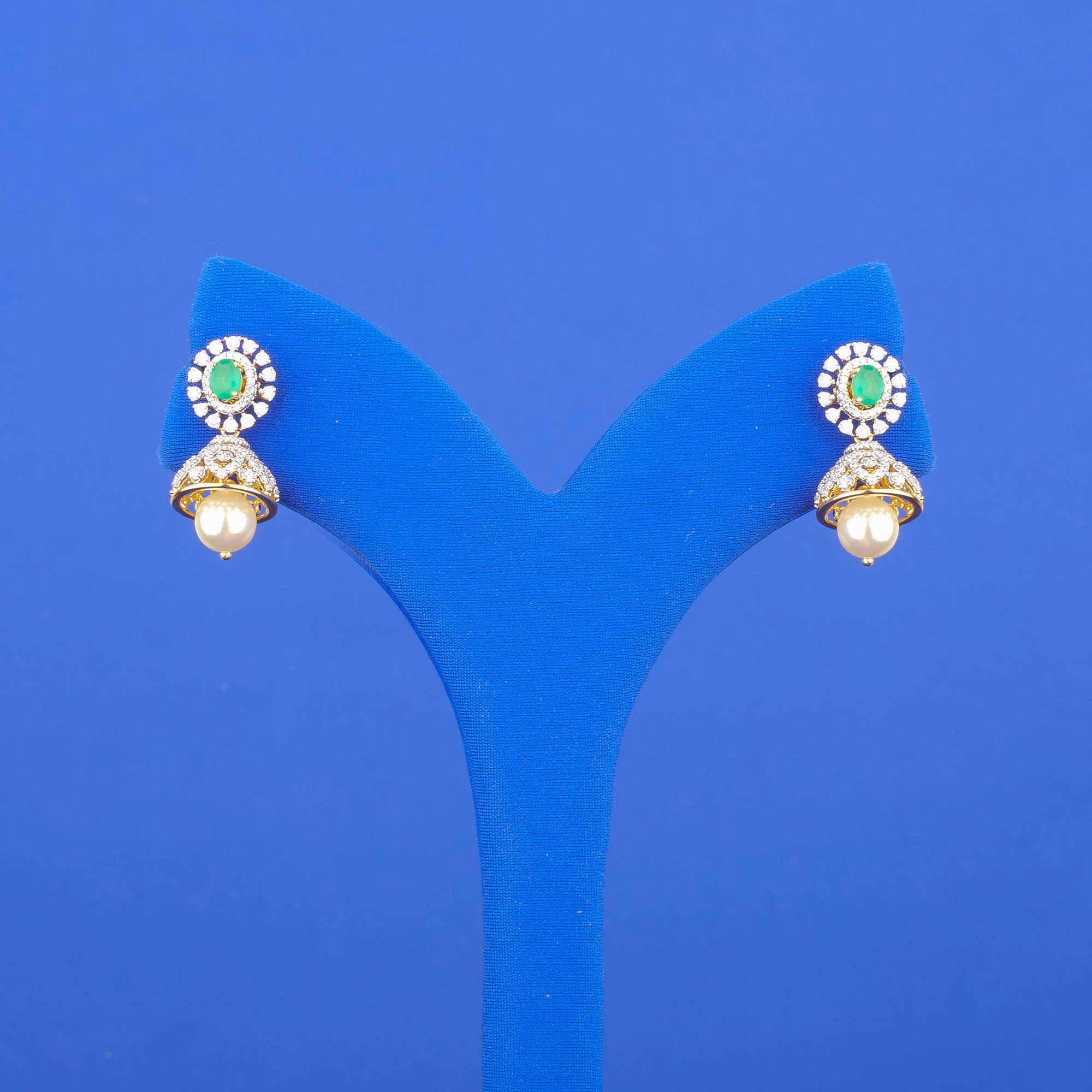 18K Yellow Gold Diamond 'Jhumka' Earrings (Intchg.)