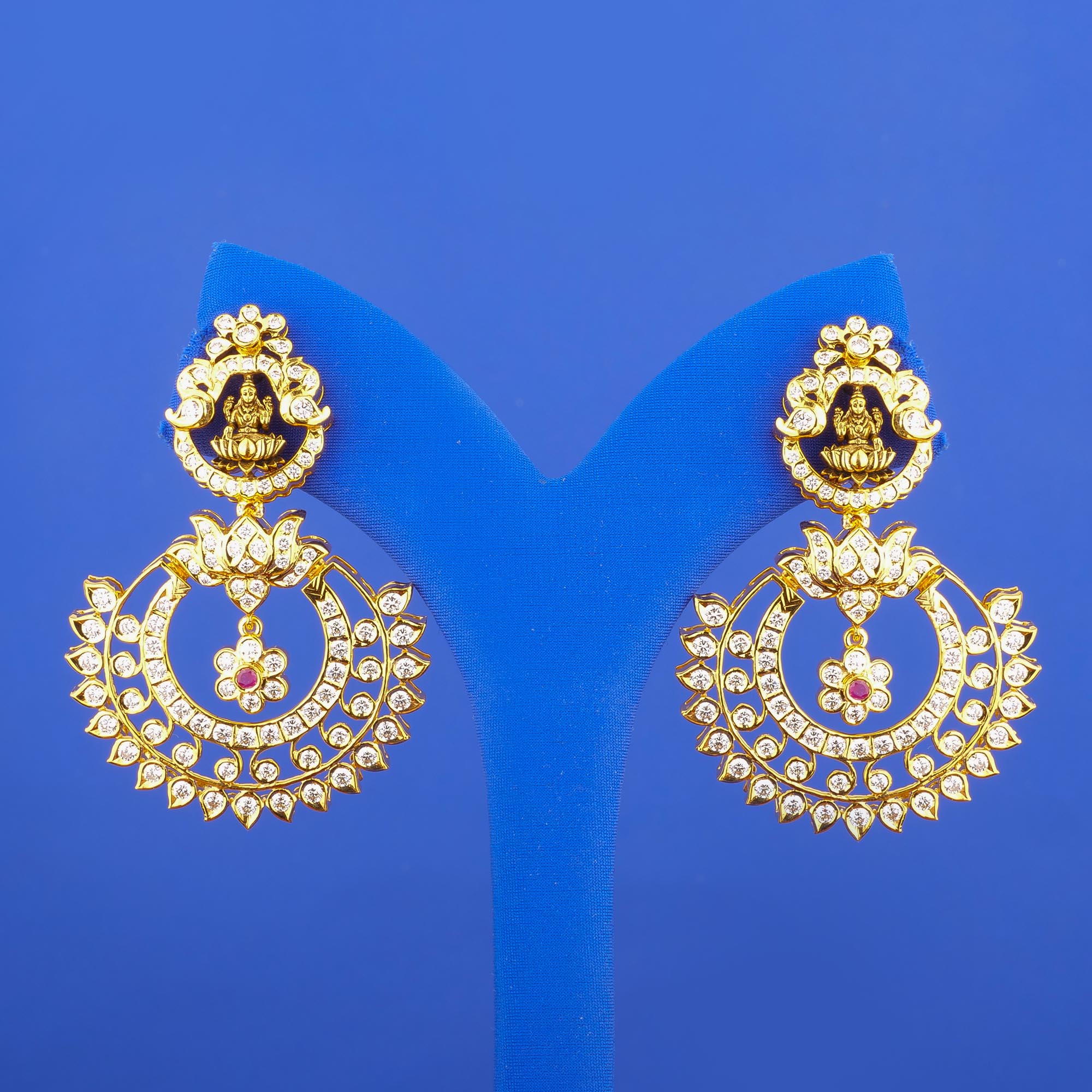 22K Diamond Lakshmi 'Chandbali' Earrings