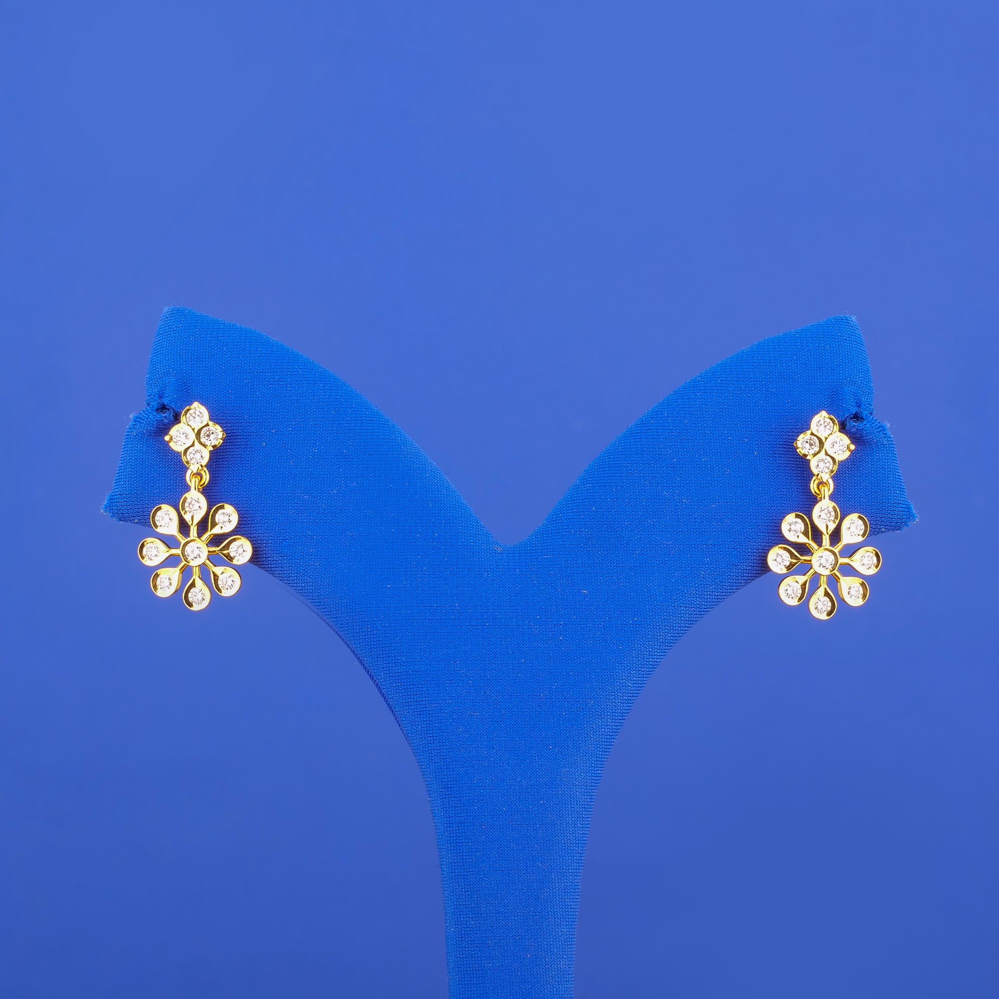 22K Diamond Floral 'Drop' Earrings